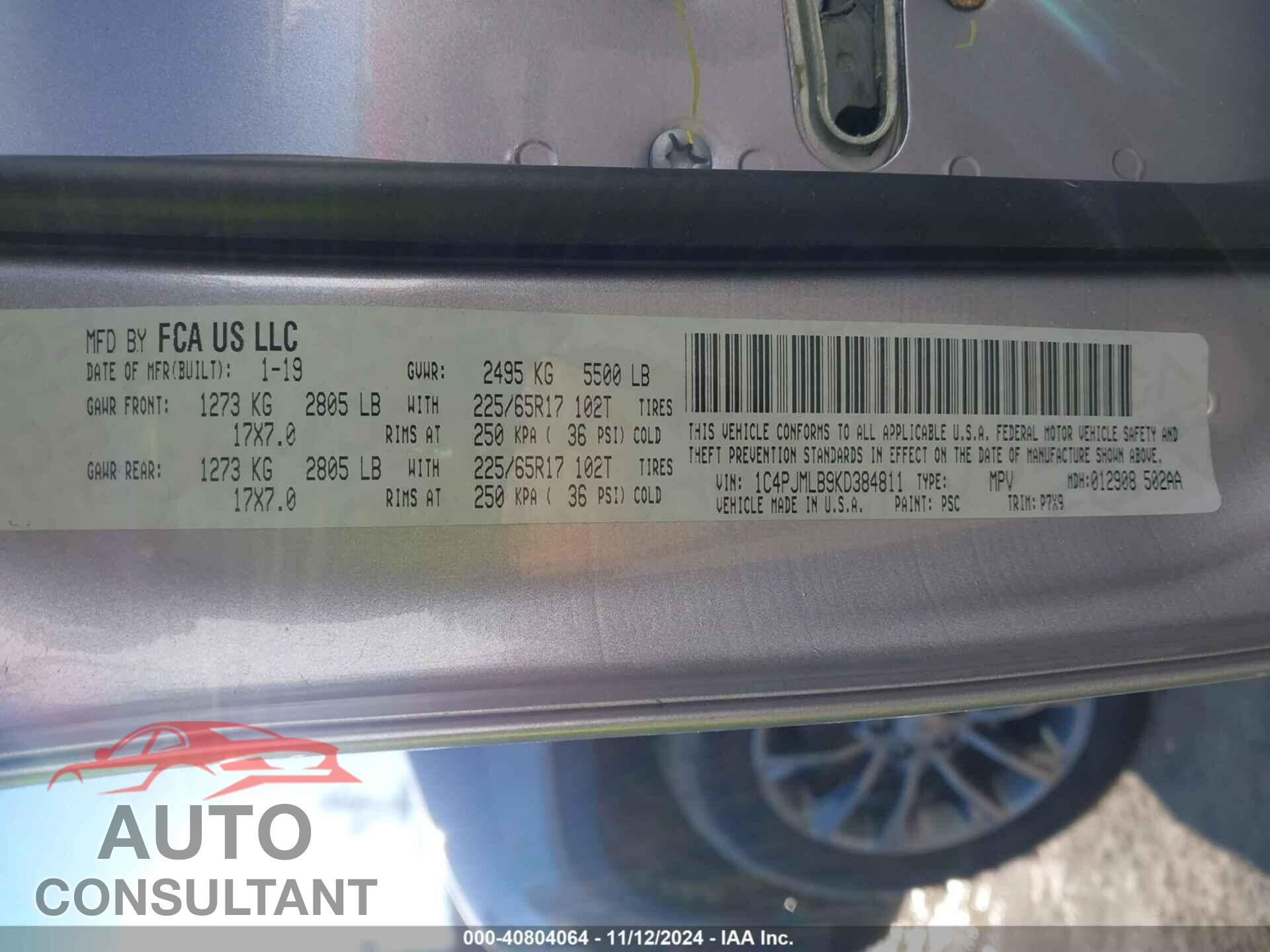 JEEP CHEROKEE 2019 - 1C4PJMLB9KD384811