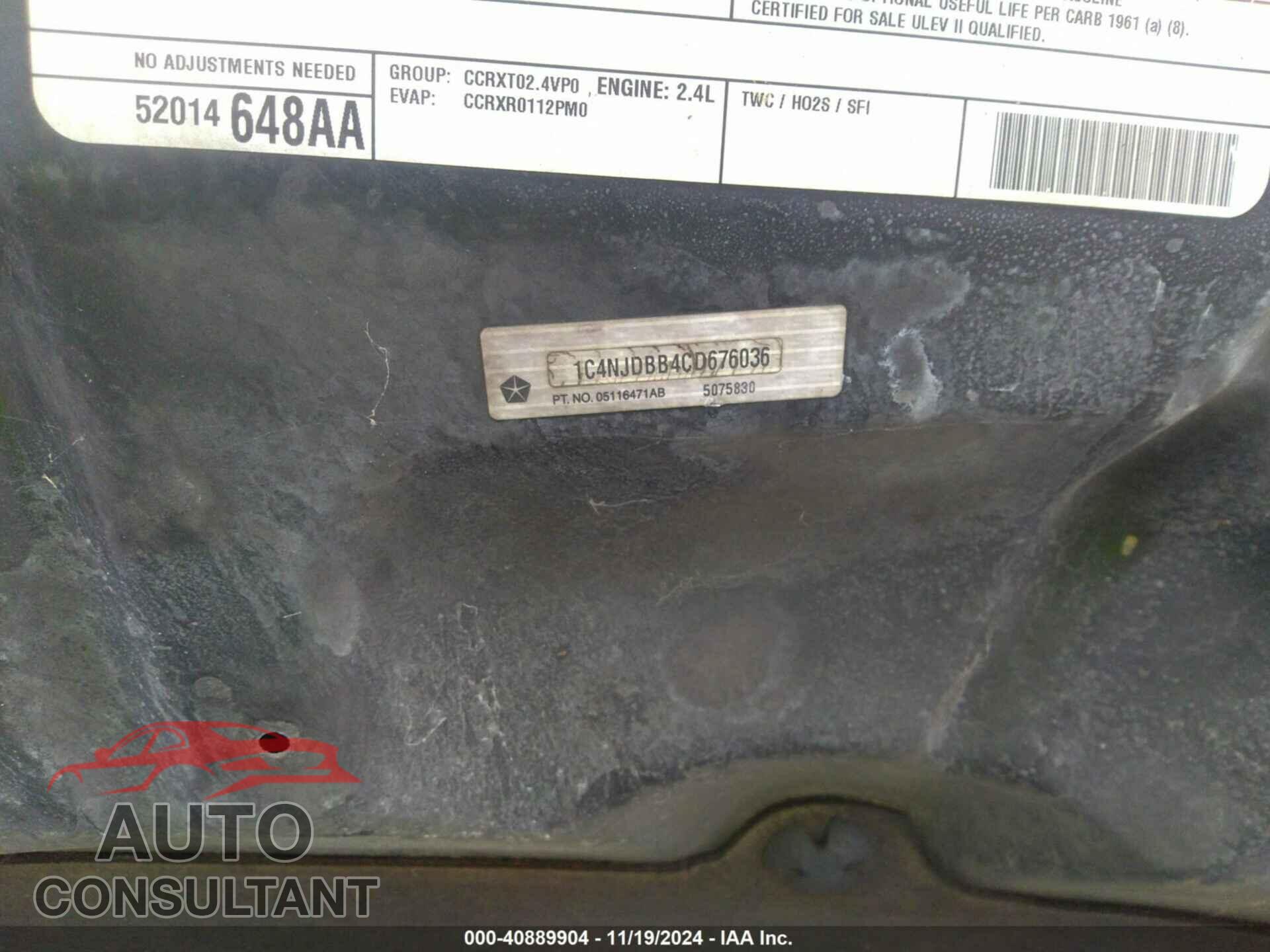 JEEP COMPASS 2012 - 1C4NJDBB4CD676036