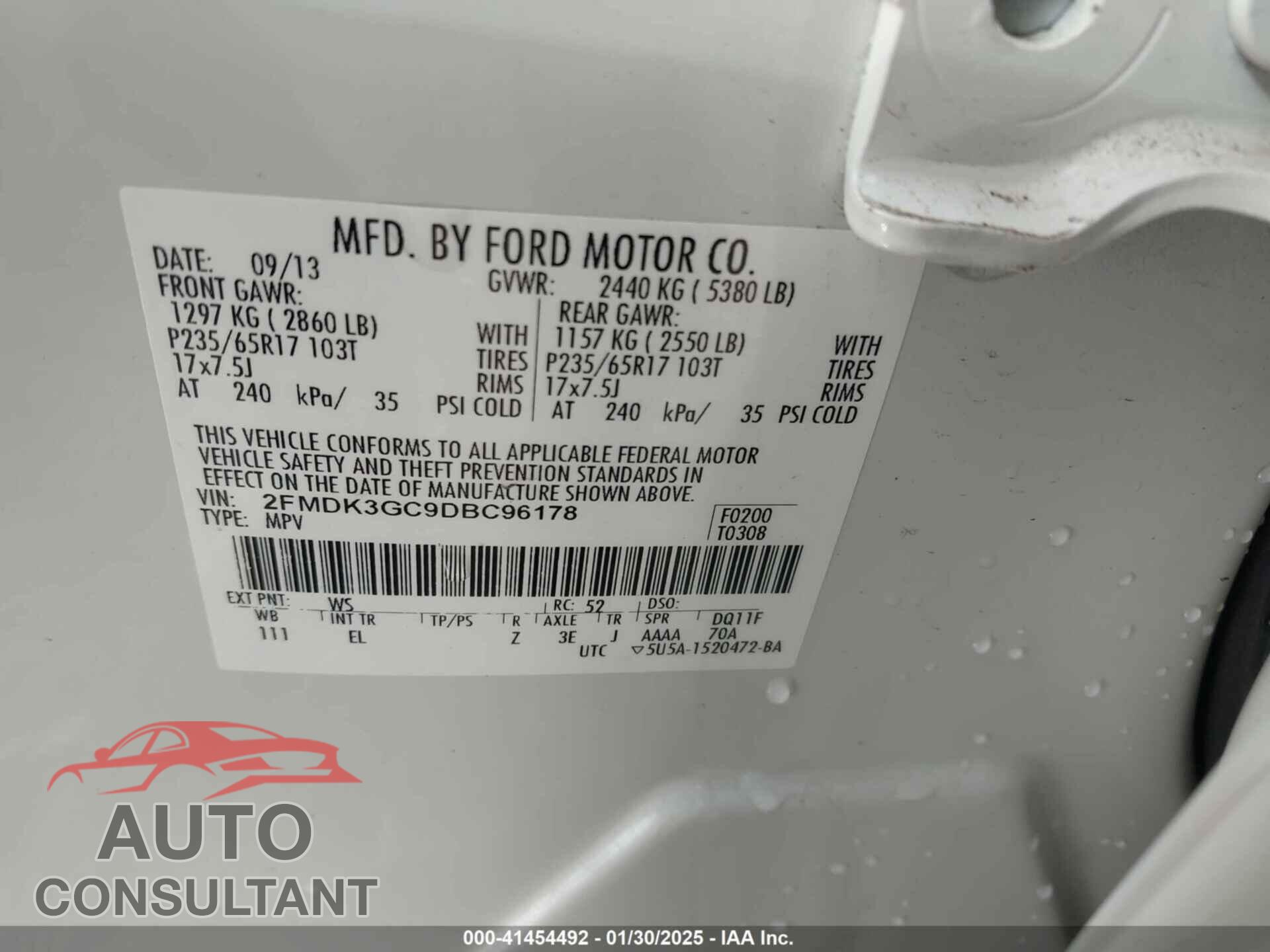 FORD EDGE 2013 - 2FMDK3GC9DBC96178