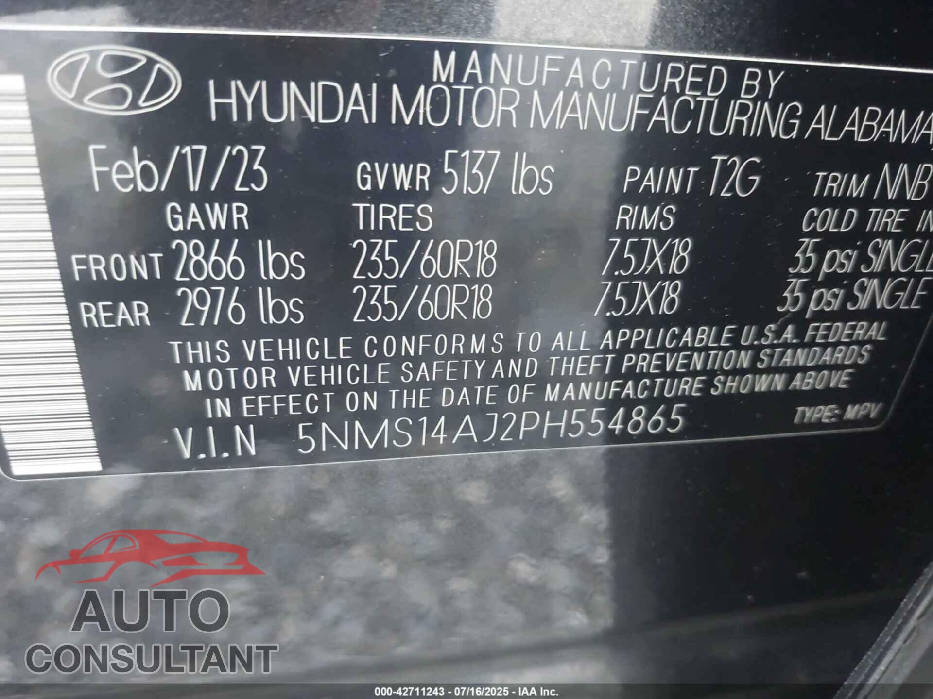 HYUNDAI SANTA FE 2023 - 5NMS14AJ2PH554865