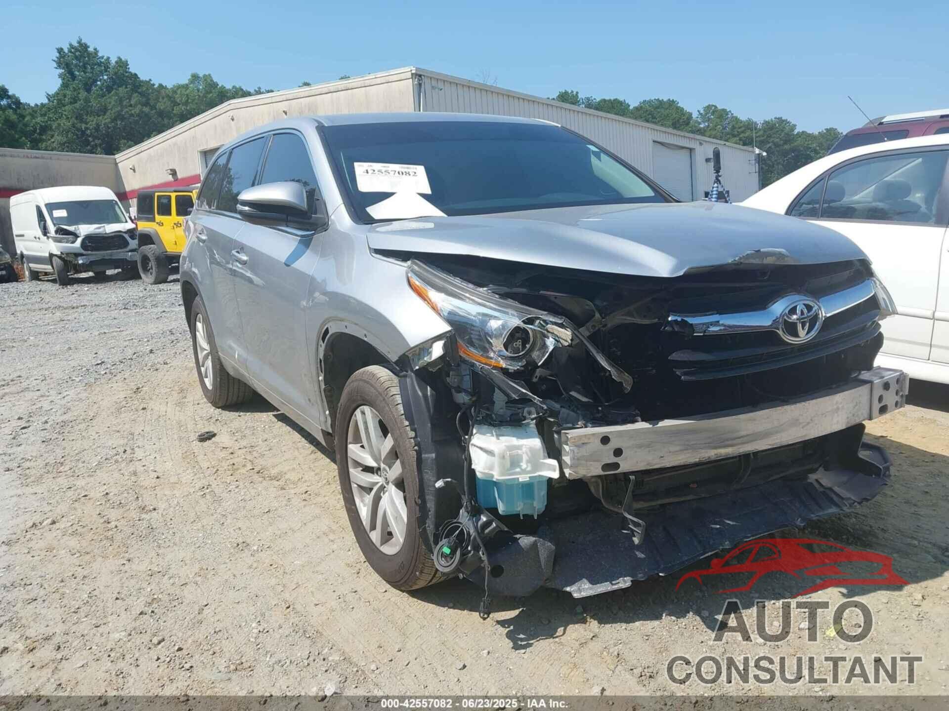TOYOTA HIGHLANDER 2016 - 5TDZARFH0GS020861