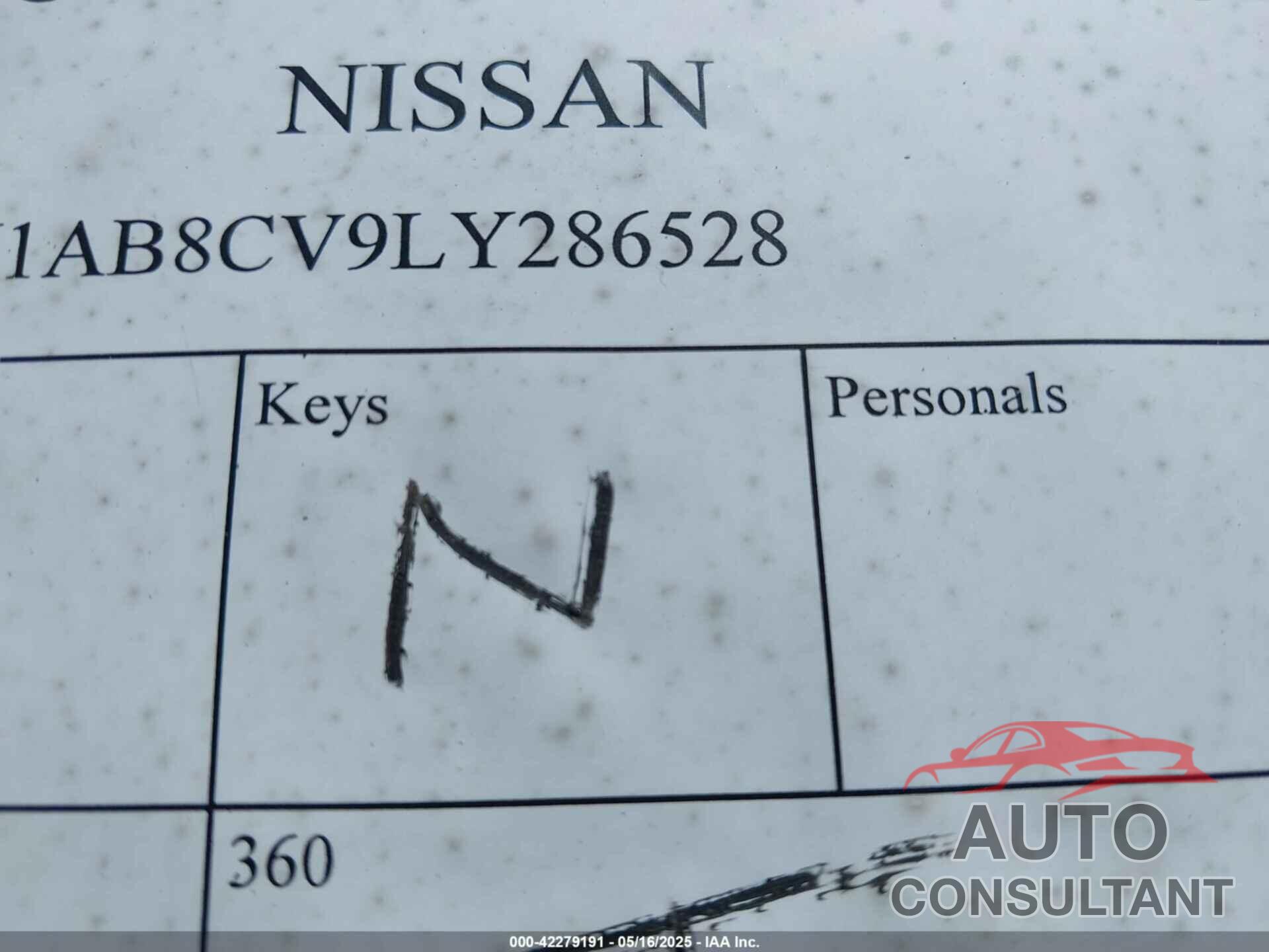 NISSAN SENTRA 2020 - 3N1AB8CV9LY286528
