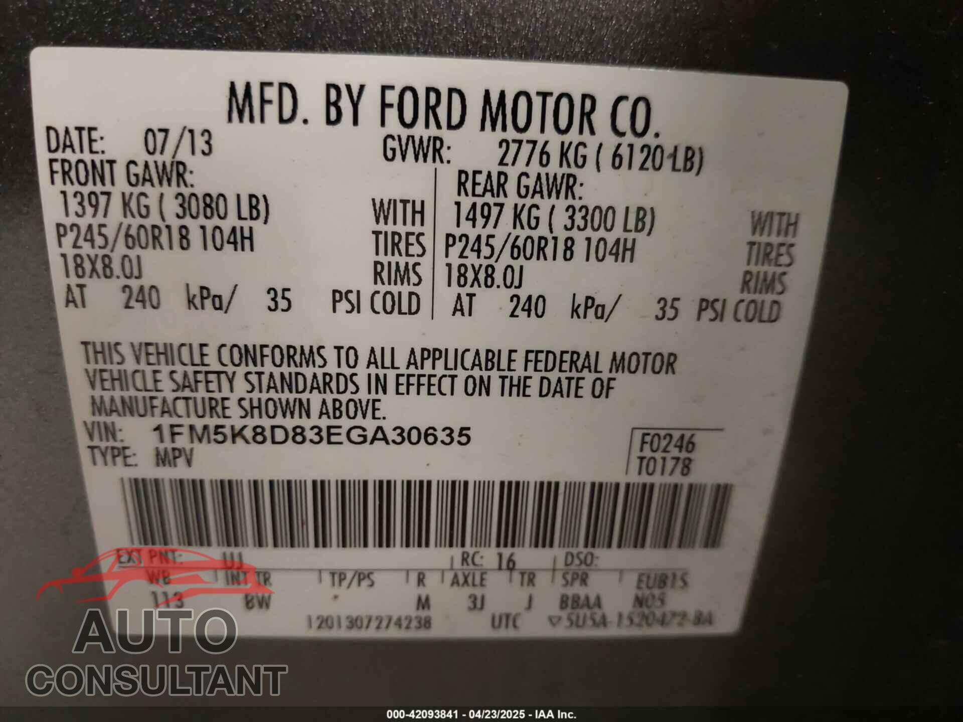 FORD EXPLORER 2014 - 1FM5K8D83EGA30635