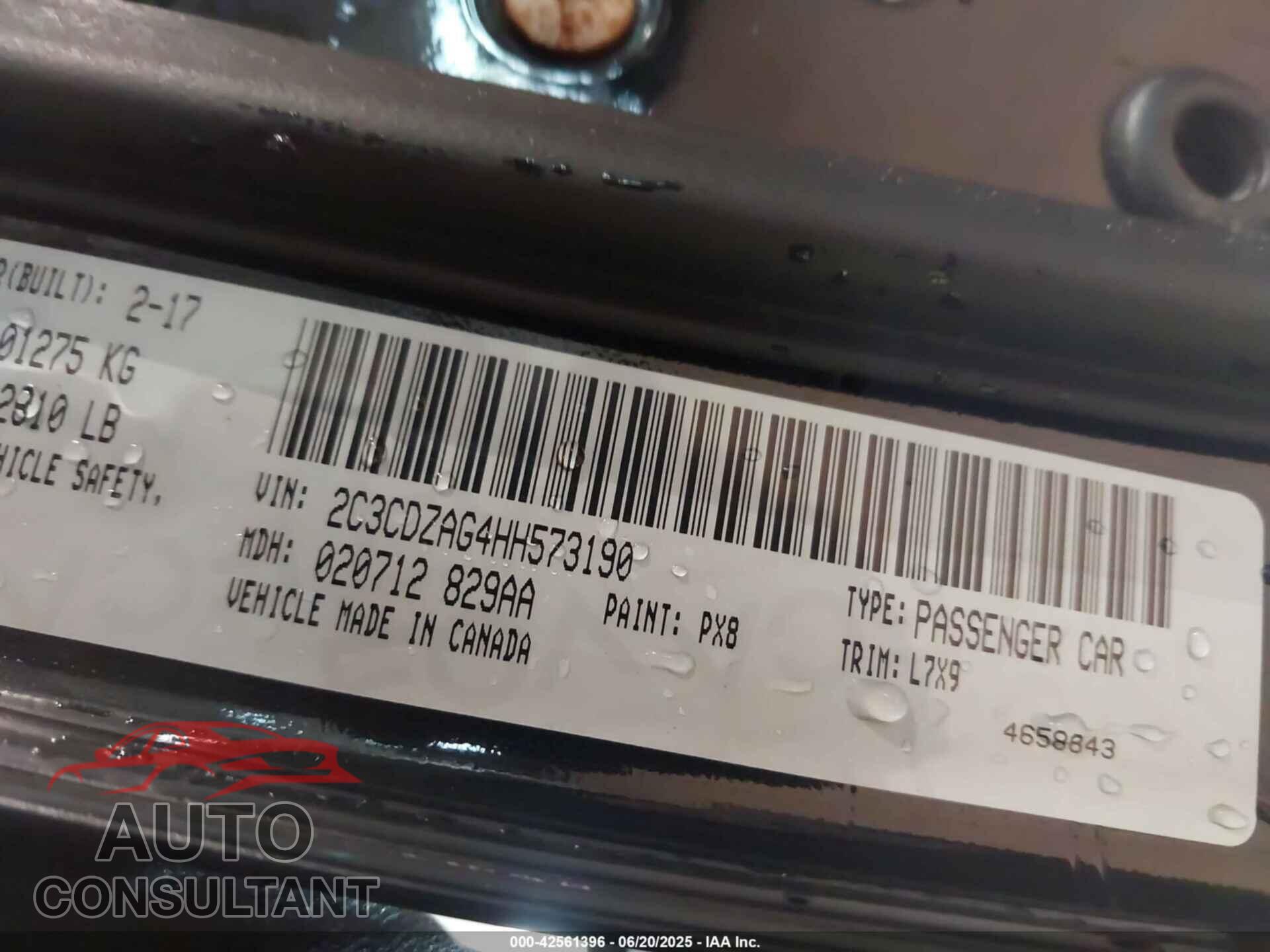 DODGE CHALLENGER 2017 - 2C3CDZAG4HH573190