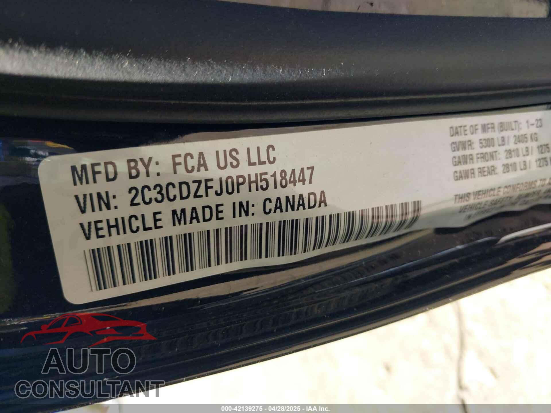 DODGE CHALLENGER 2023 - 2C3CDZFJ0PH518447