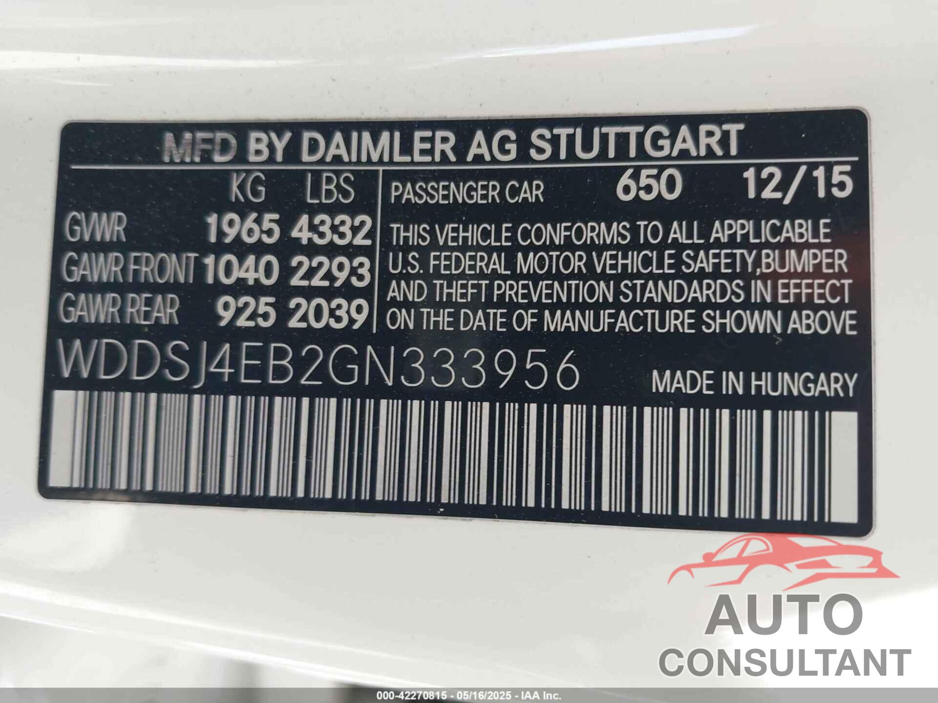 MERCEDES-BENZ CLA 250 2016 - WDDSJ4EB2GN333956
