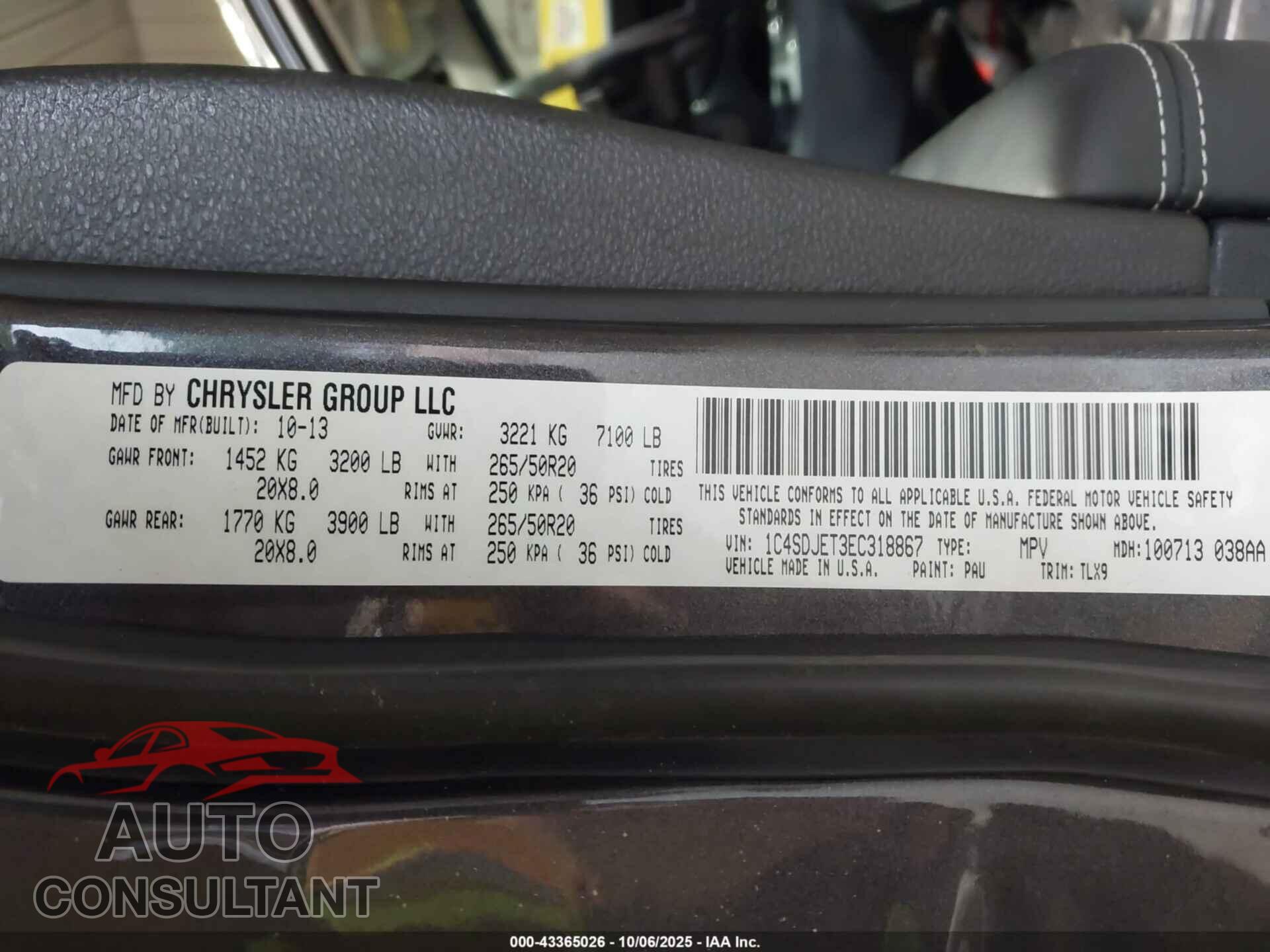 DODGE DURANGO 2014 - 1C4SDJET3EC318867