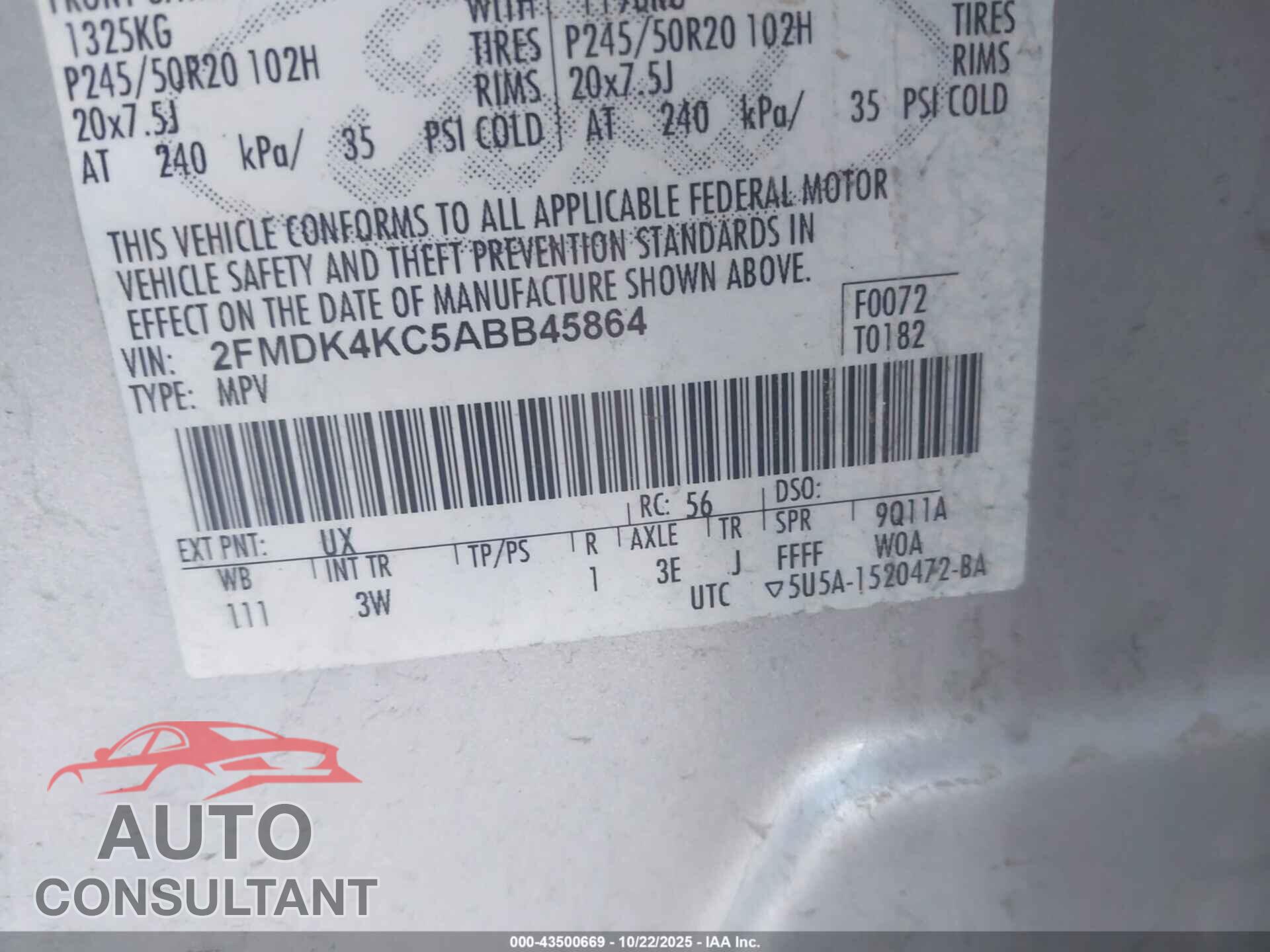 FORD EDGE 2010 - 2FMDK4KC5ABB45864