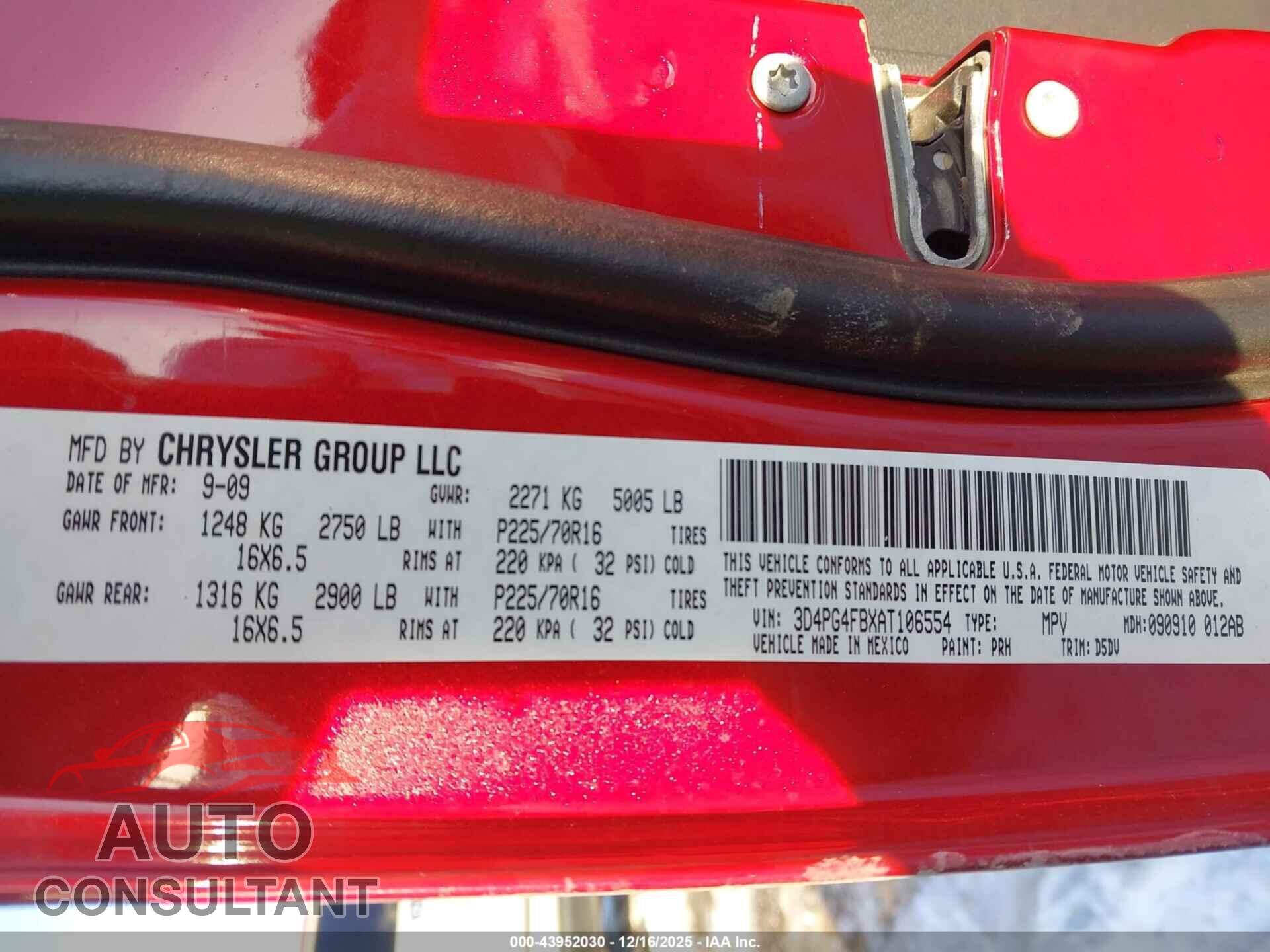 DODGE JOURNEY 2010 - 3D4PG4FBXAT106554