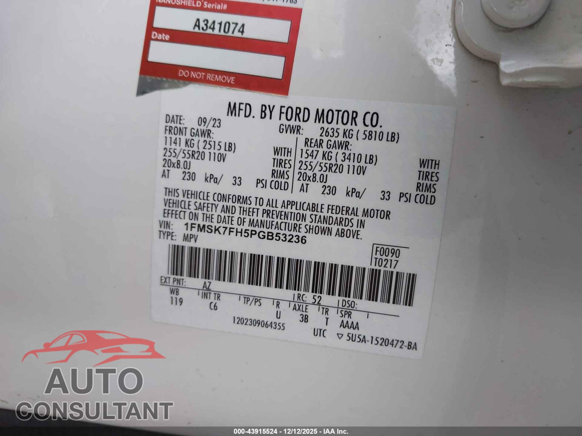 FORD EXPLORER 2023 - 1FMSK7FH5PGB53236