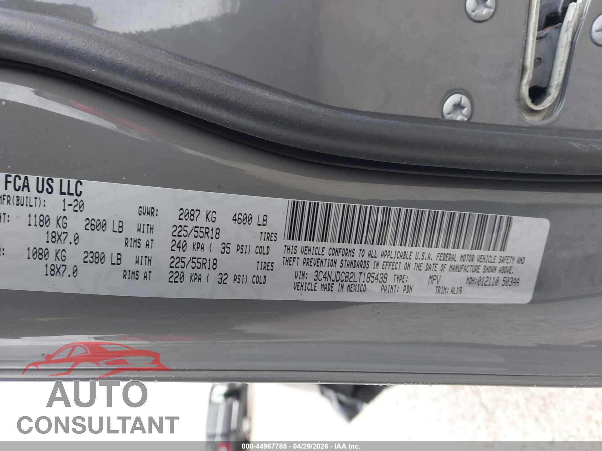 JEEP COMPASS 2020 - 3C4NJDCB2LT185439