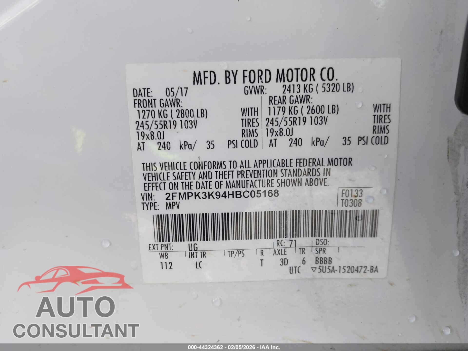 FORD EDGE 2017 - 2FMPK3K94HBC05168