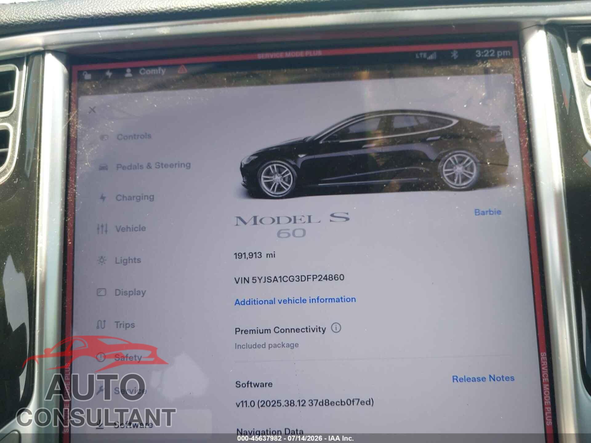 TESLA MODEL S 2013 - 5YJSA1CG3DFP24860