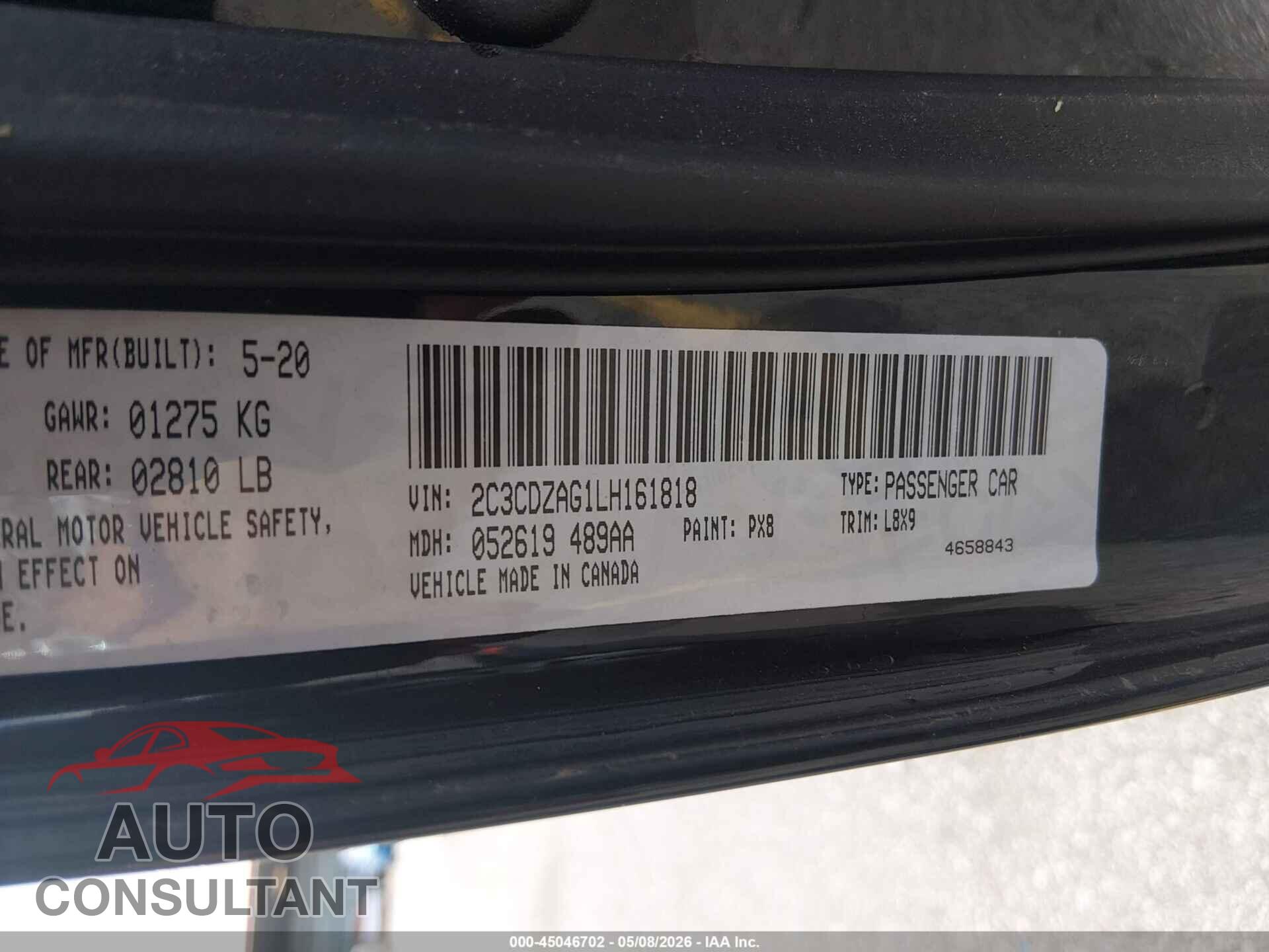 DODGE CHALLENGER 2020 - 2C3CDZAG1LH161818