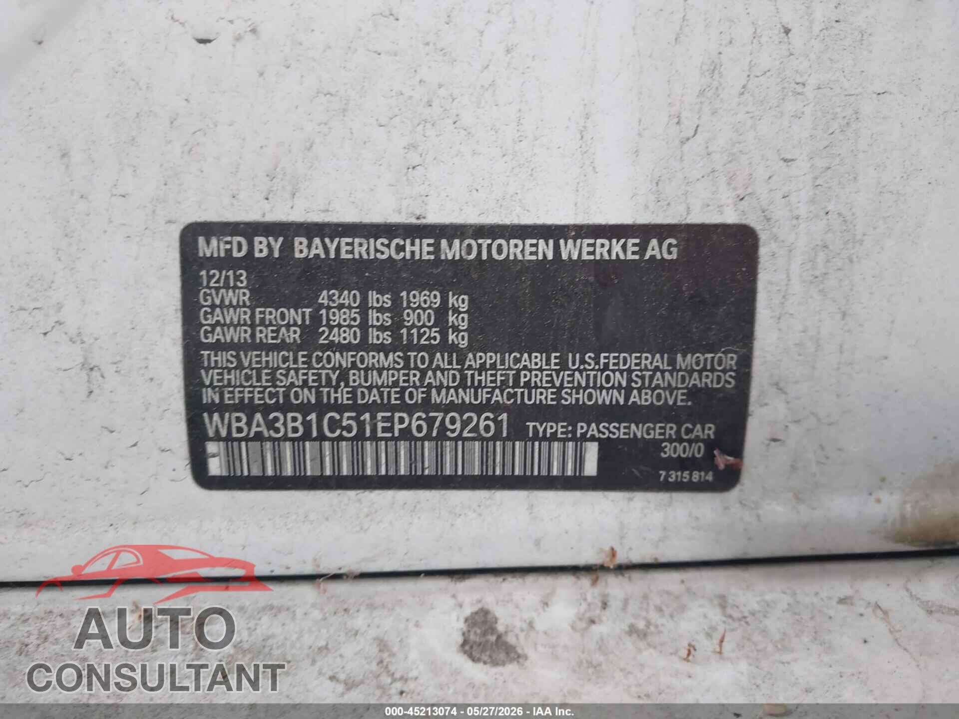 BMW 320I 2014 - WBA3B1C51EP679261