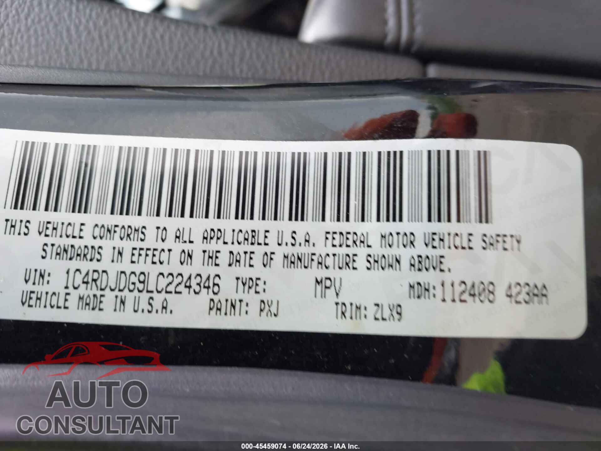 DODGE DURANGO 2020 - 1C4RDJDG9LC224346