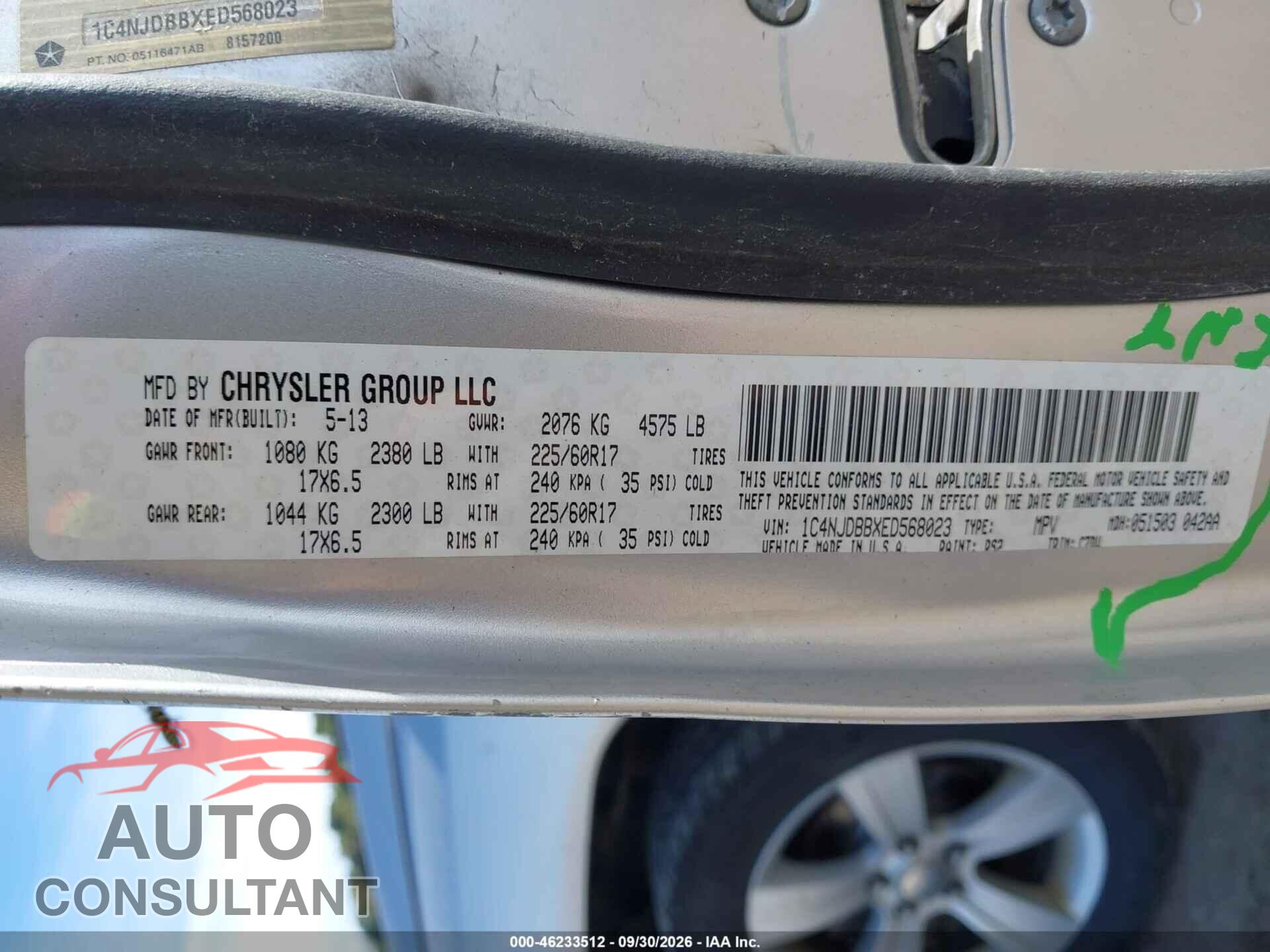 JEEP COMPASS 2014 - 1C4NJDBBXED568023