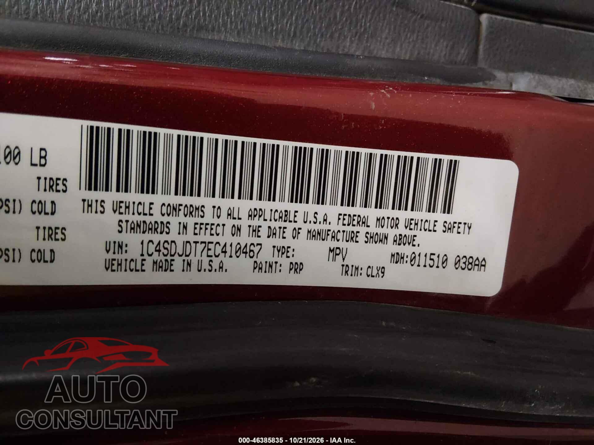 DODGE DURANGO 2014 - 1C4SDJDT7EC410467