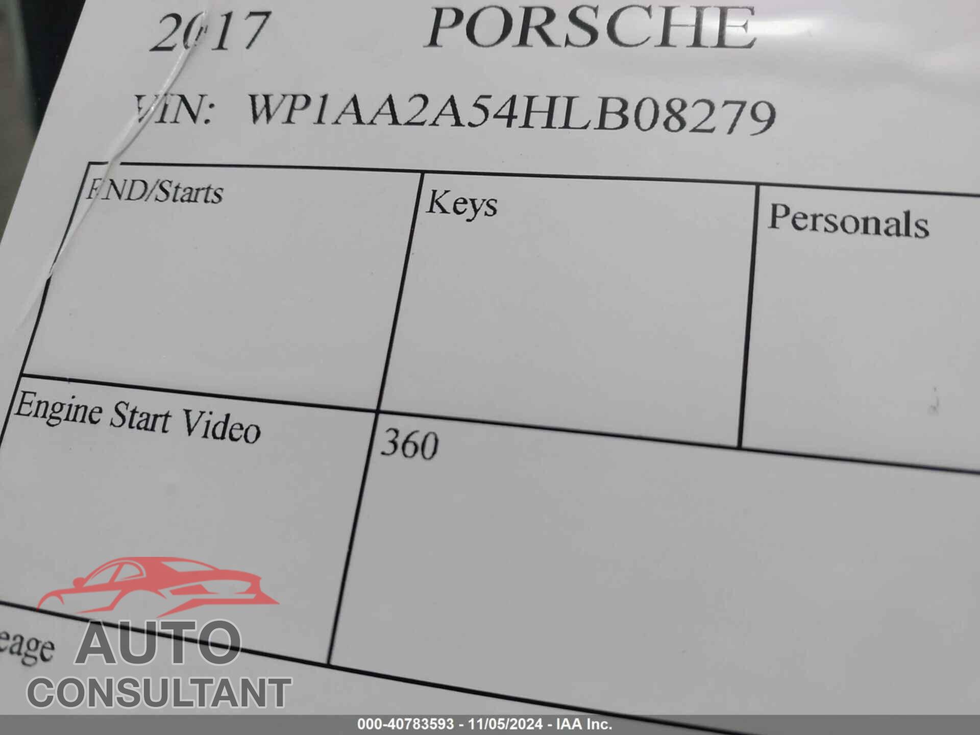 PORSCHE MACAN 2017 - WP1AA2A54HLB08279