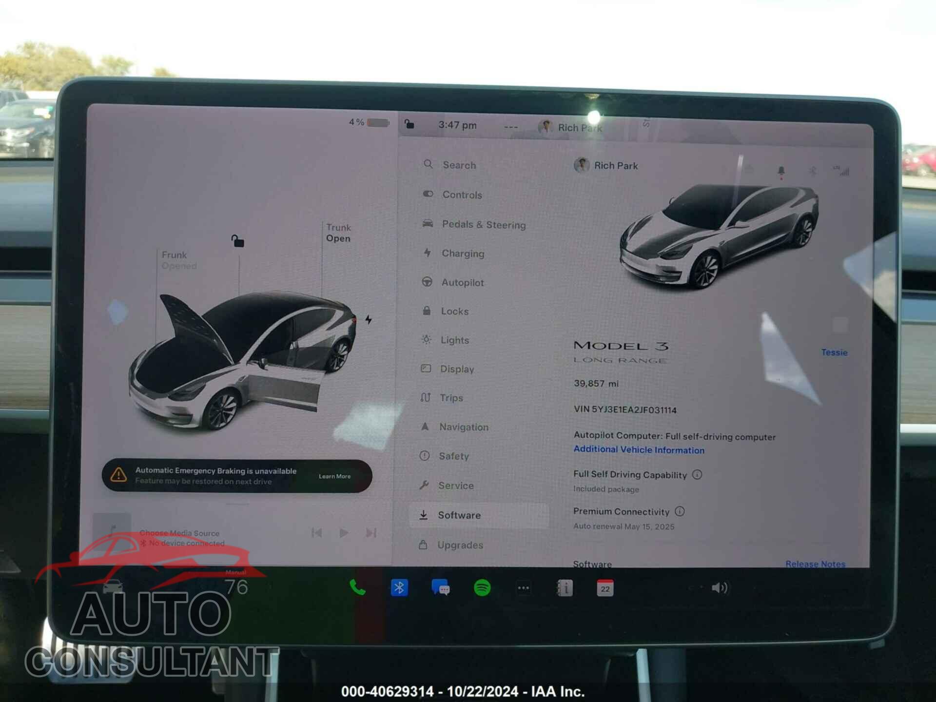 TESLA MODEL 3 2018 - 5YJ3E1EA2JF031114