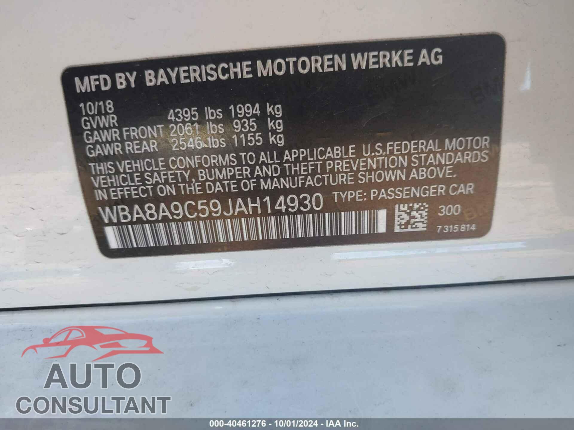 BMW 320 2018 - WBA8A9C59JAH14930