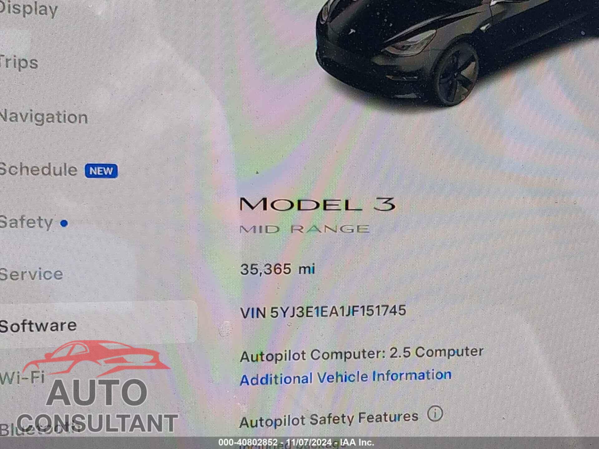TESLA MODEL 3 2018 - 5YJ3E1EA1JF151745