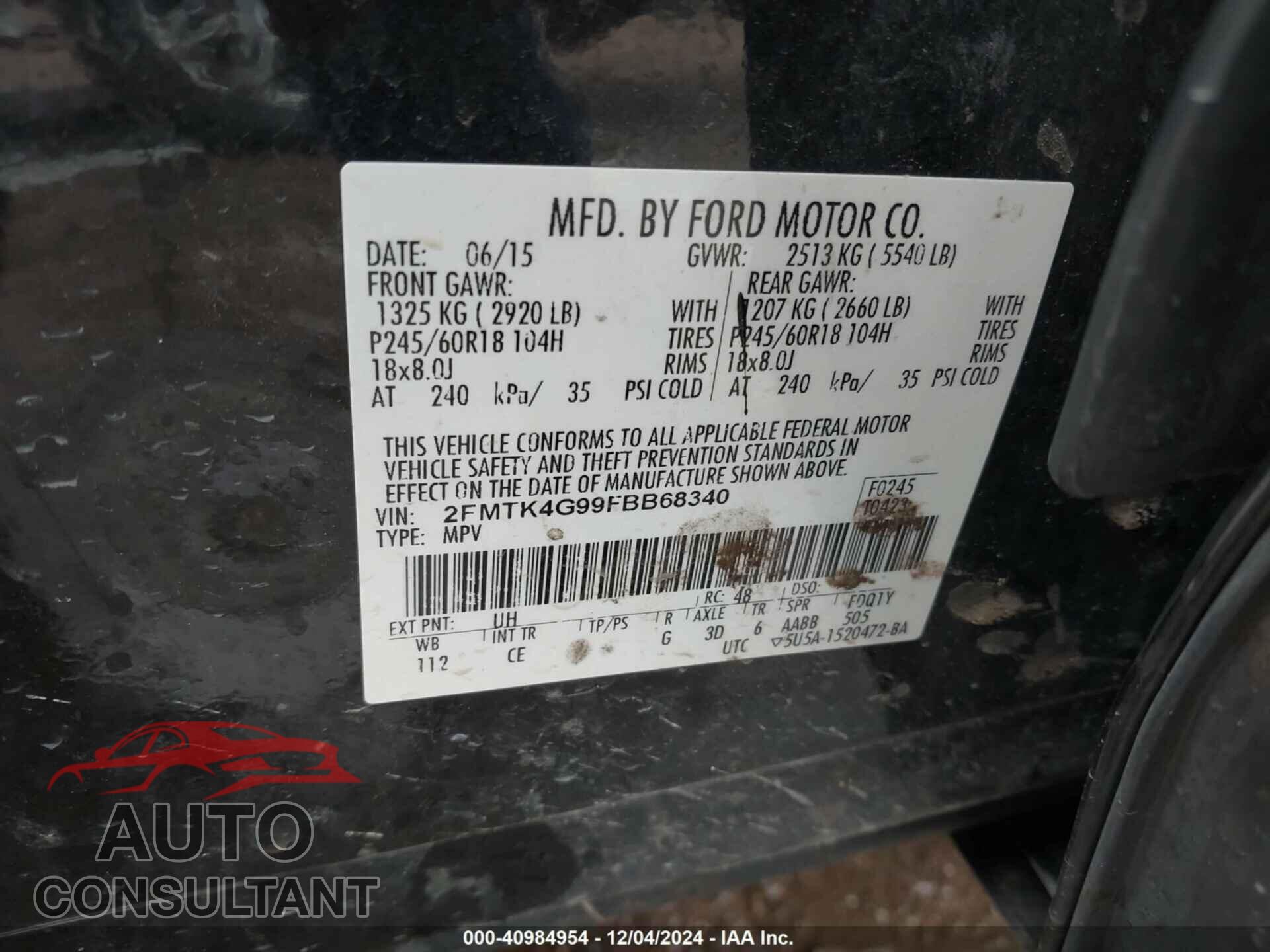 FORD EDGE 2015 - 2FMTK4G99FBB68340