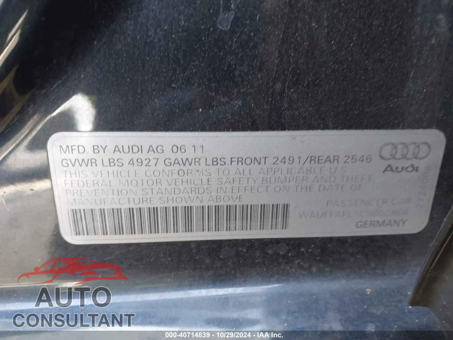 AUDI A4 2012 - WAUFFAFL1CN002604
