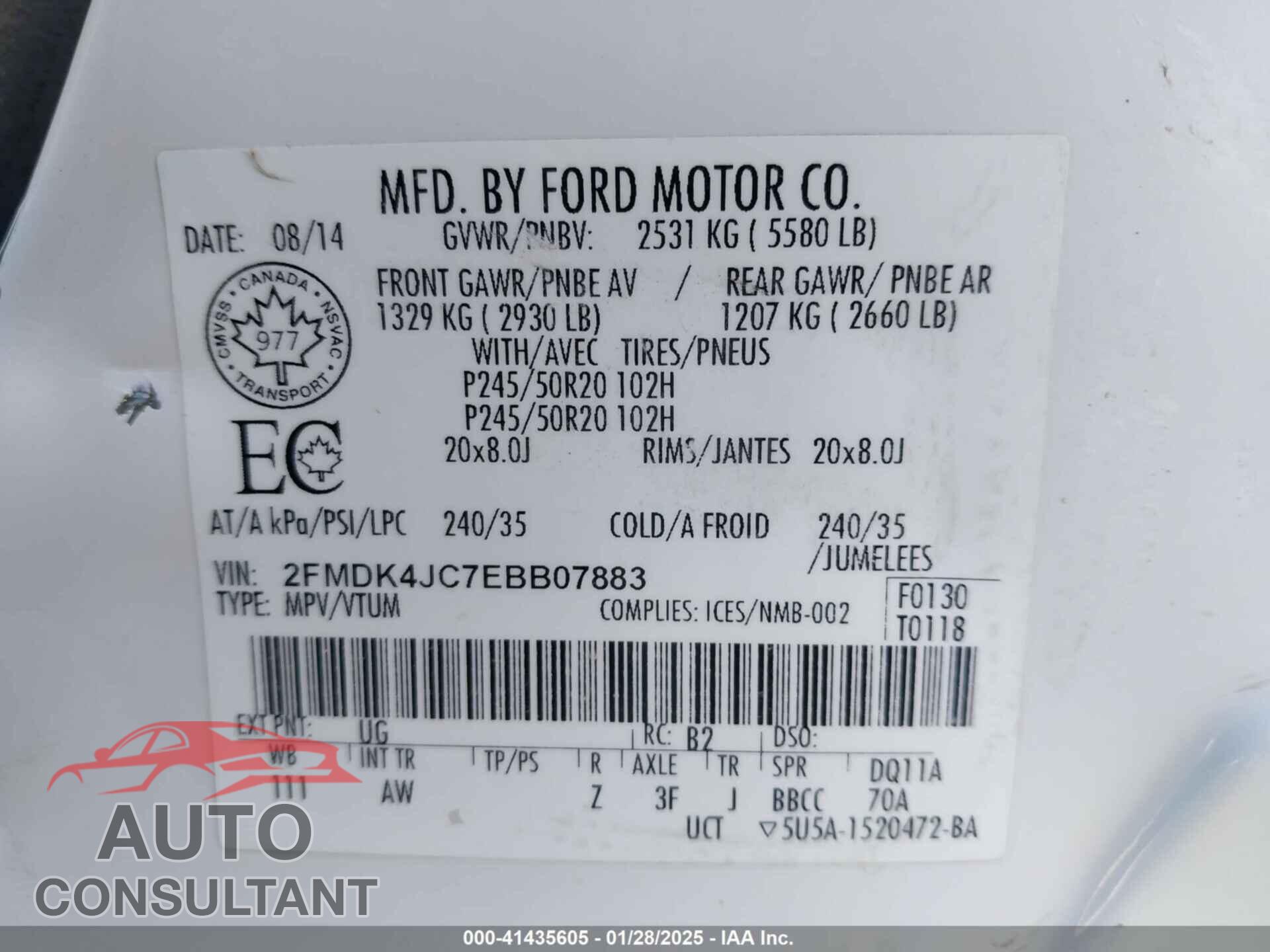 FORD EDGE 2014 - 2FMDK4JC7EBB07883