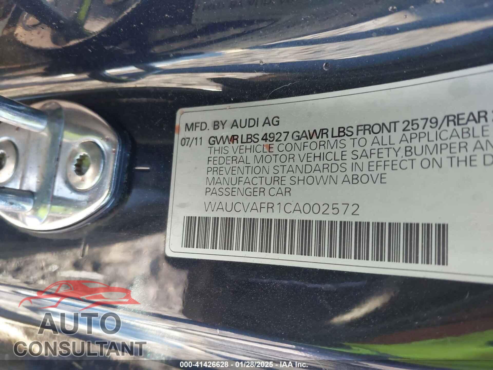 AUDI S5 2012 - WAUCVAFR1CA002572