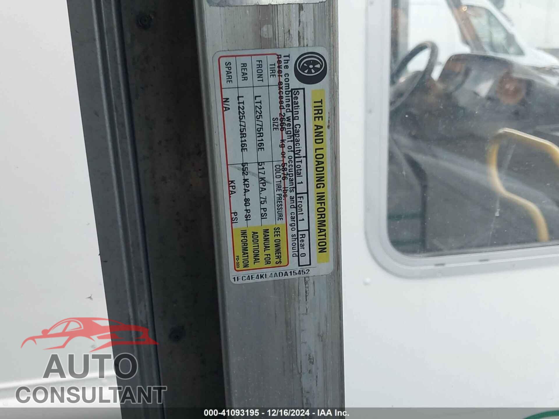 FORD E-450 STRIPPED 2010 - 1FC4E4KL4ADA15452
