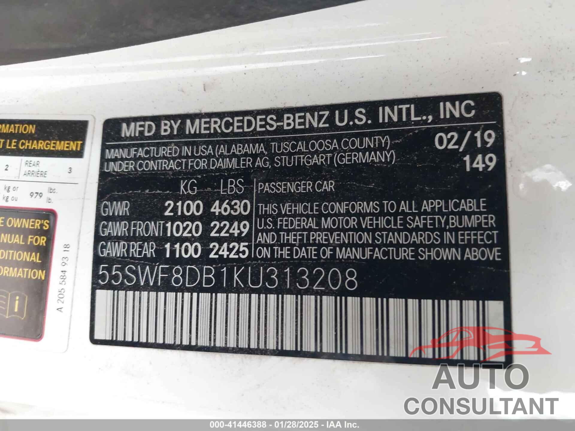 MERCEDES-BENZ C 300 2019 - 55SWF8DB1KU313208