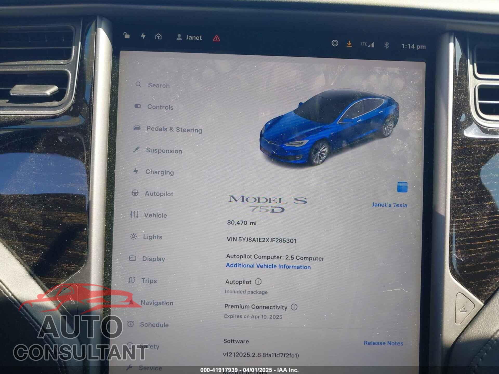 TESLA MODEL S 2018 - 5YJSA1E2XJF285301