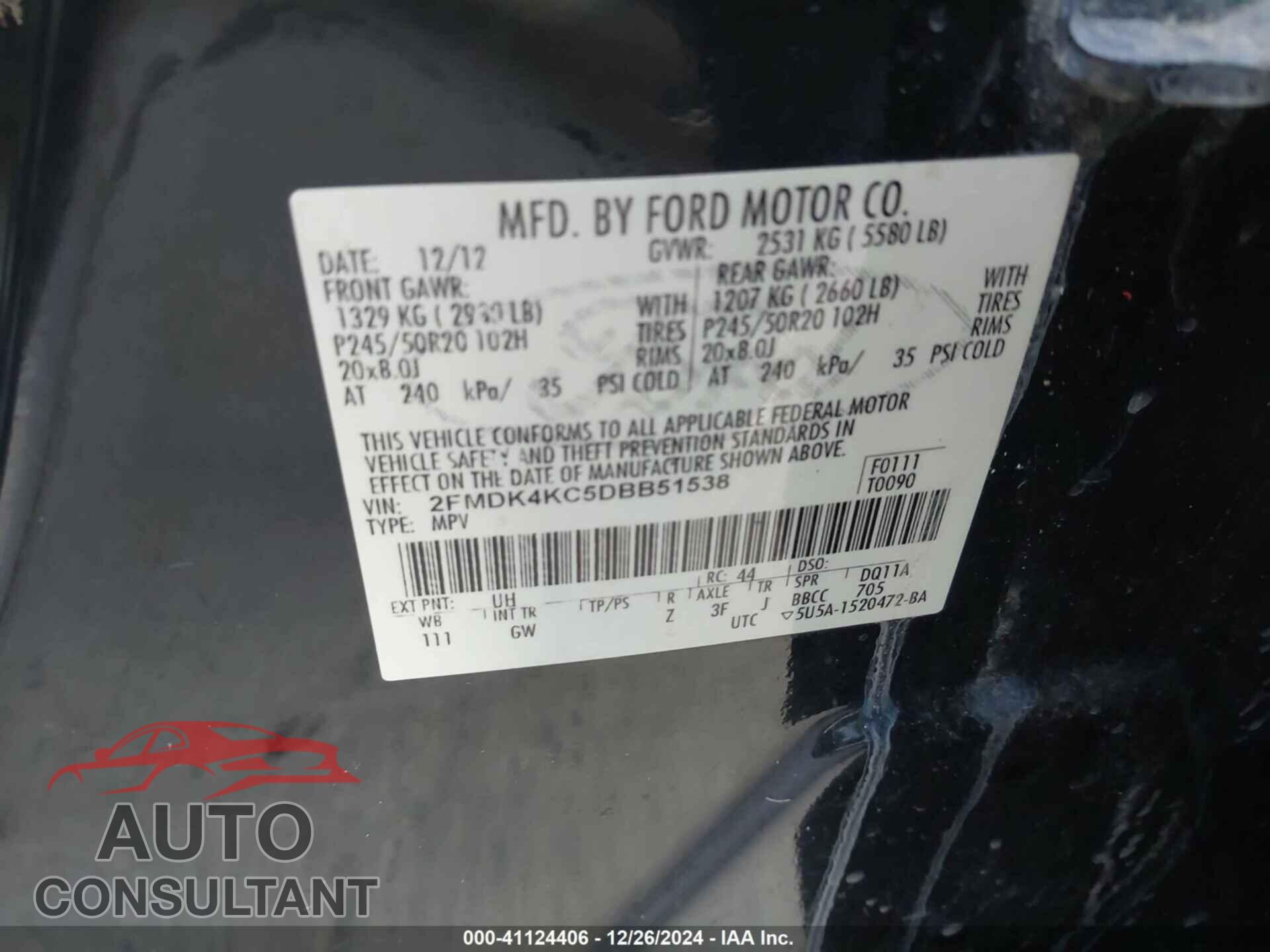 FORD EDGE 2013 - 2FMDK4KC5DBB51538