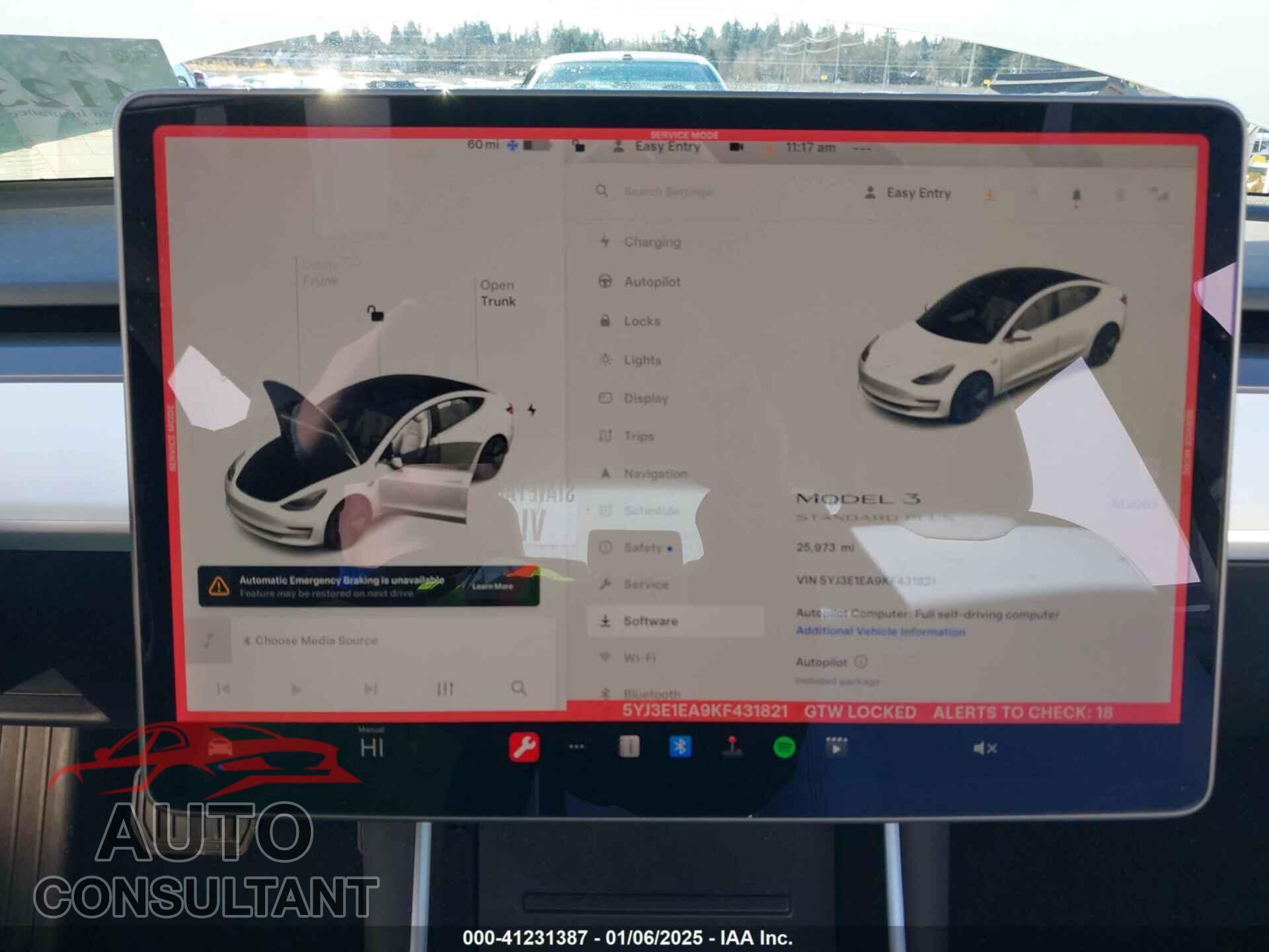 TESLA MODEL 3 2019 - 5YJ3E1EA9KF431821