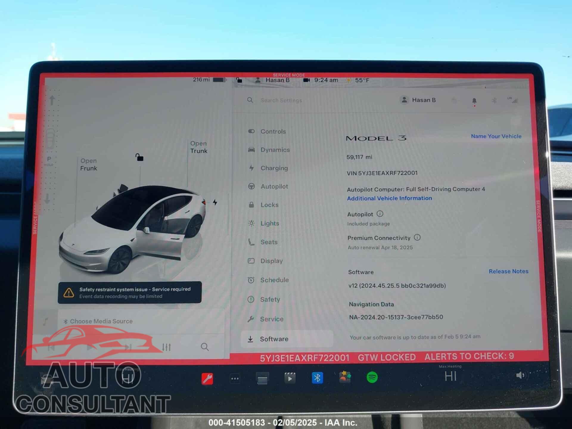 TESLA MODEL 3 2024 - 5YJ3E1EAXRF722001
