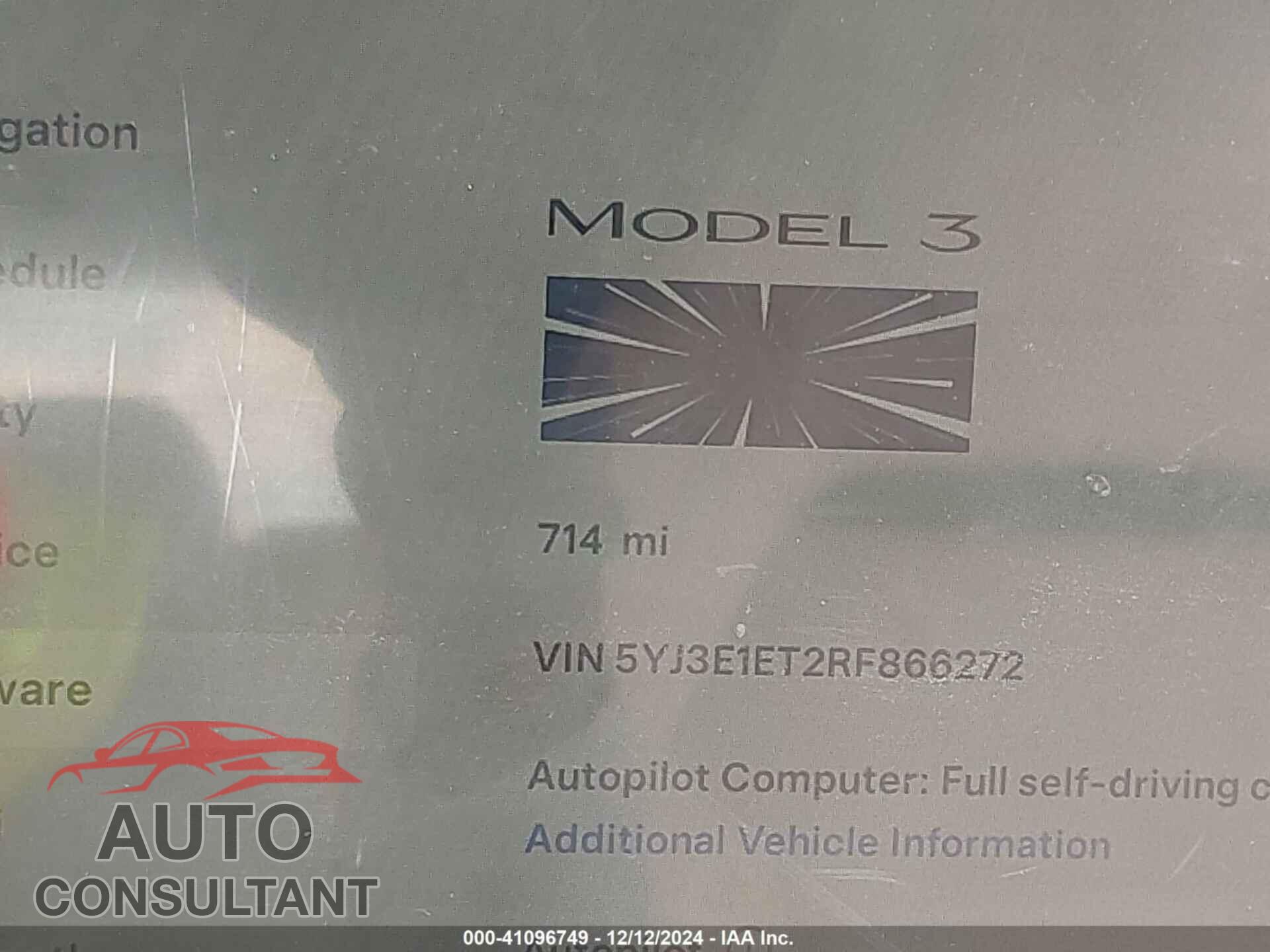 TESLA MODEL 3 2024 - 5YJ3E1ET2RF866272