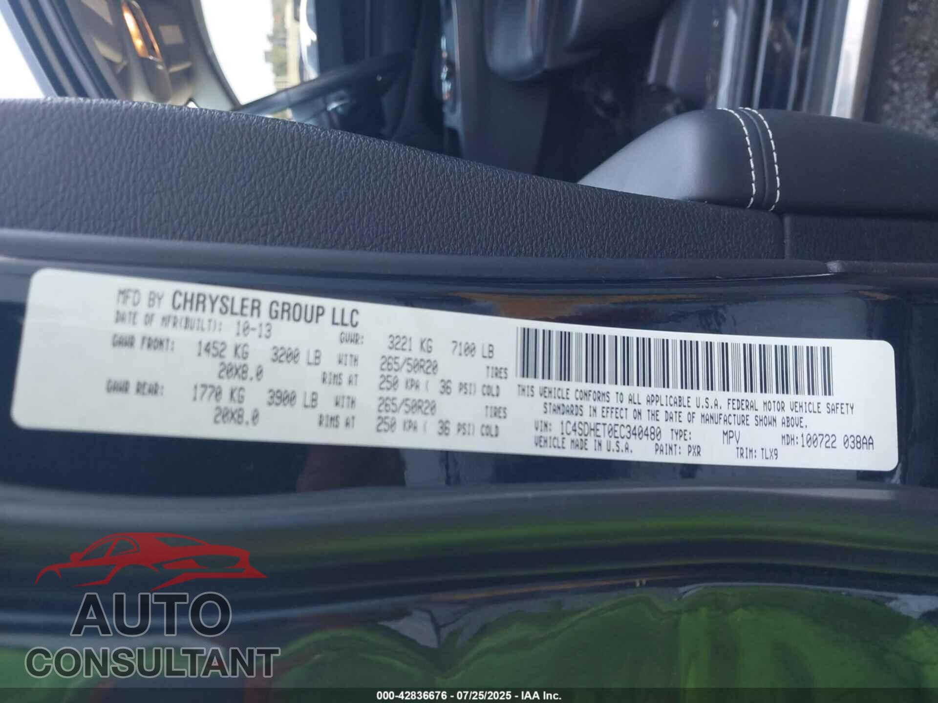 DODGE DURANGO 2014 - 1C4SDHET0EC340480