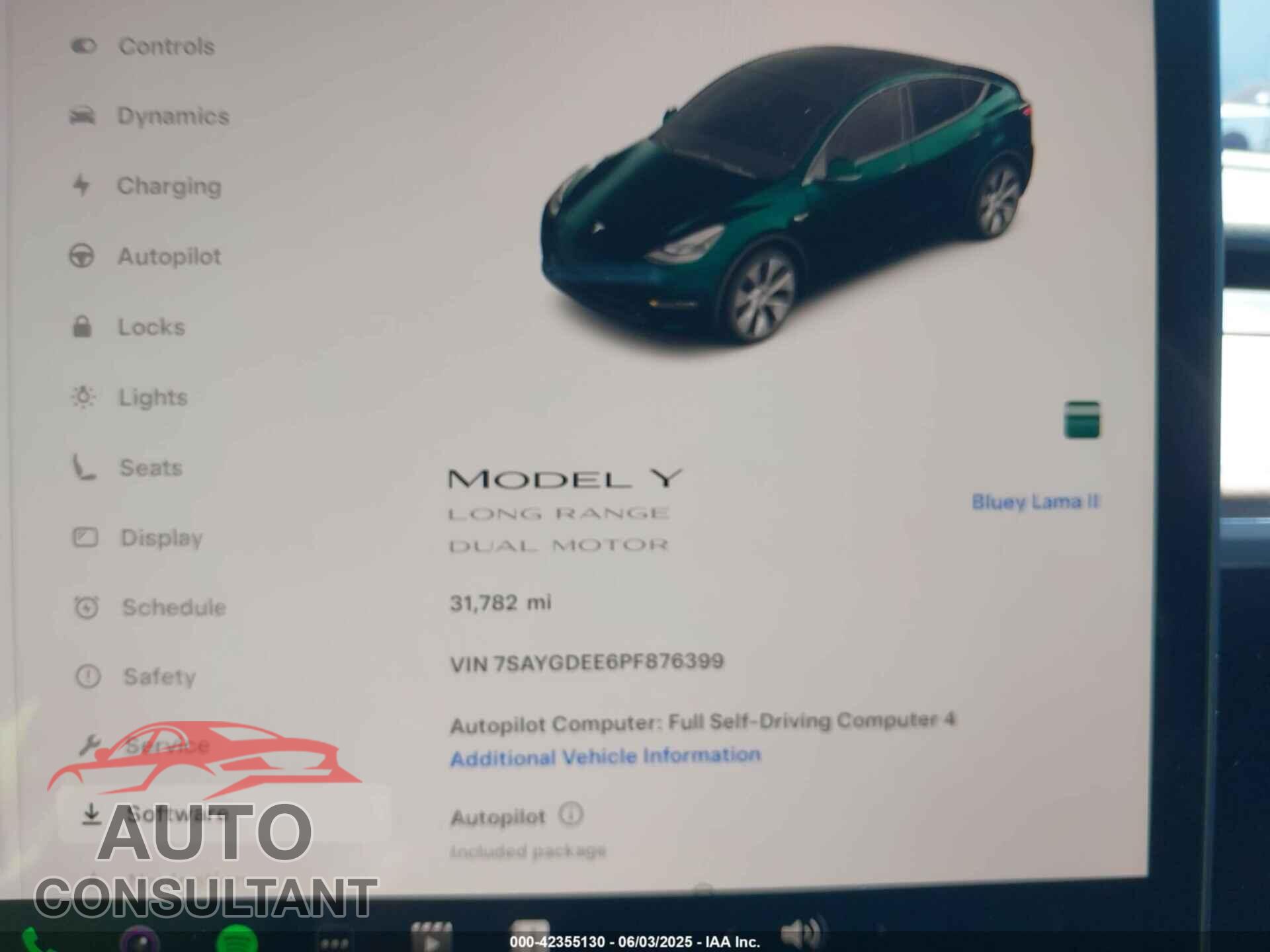 TESLA MODEL Y 2023 - 7SAYGDEE6PF876399