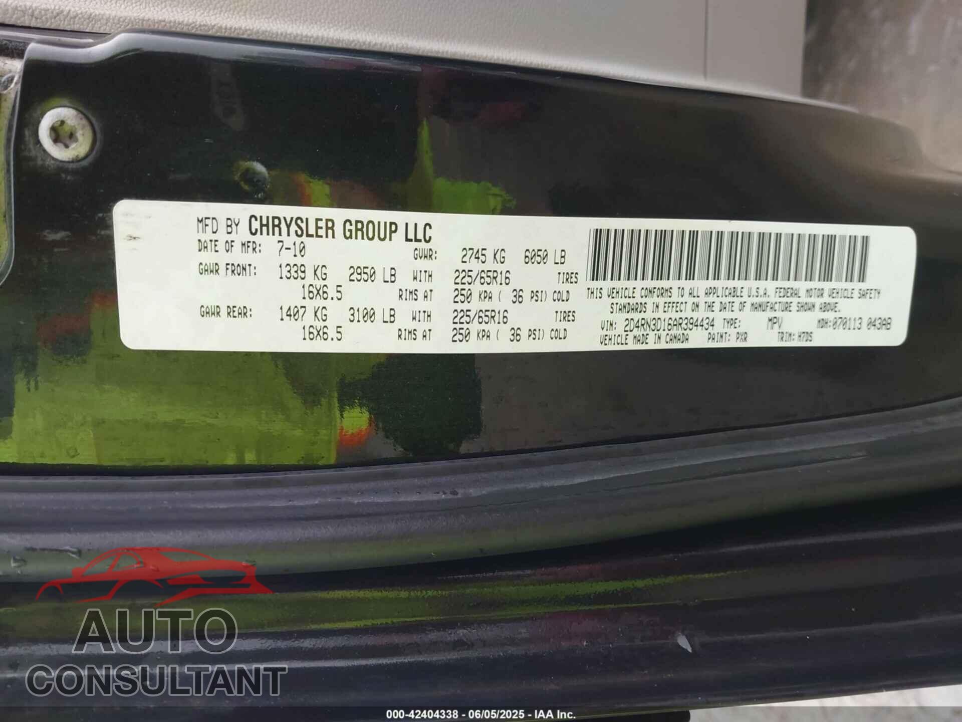 DODGE GRAND CARAVAN 2010 - 2D4RN3D16AR394434