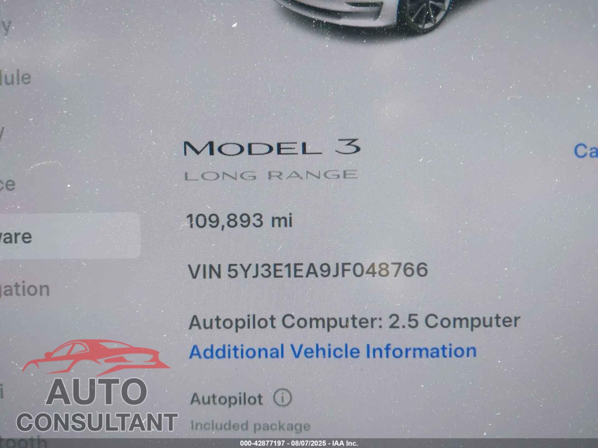 TESLA MODEL 3 2018 - 5YJ3E1EA9JF048766
