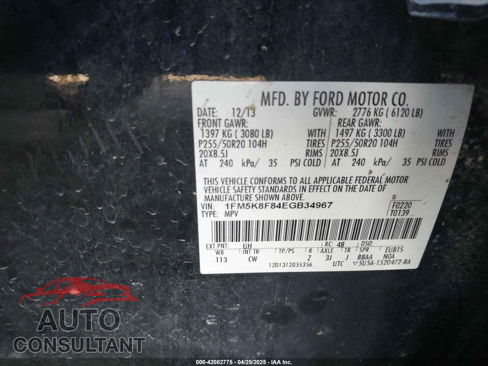 FORD EXPLORER 2014 - 1FM5K8F84EGB34967