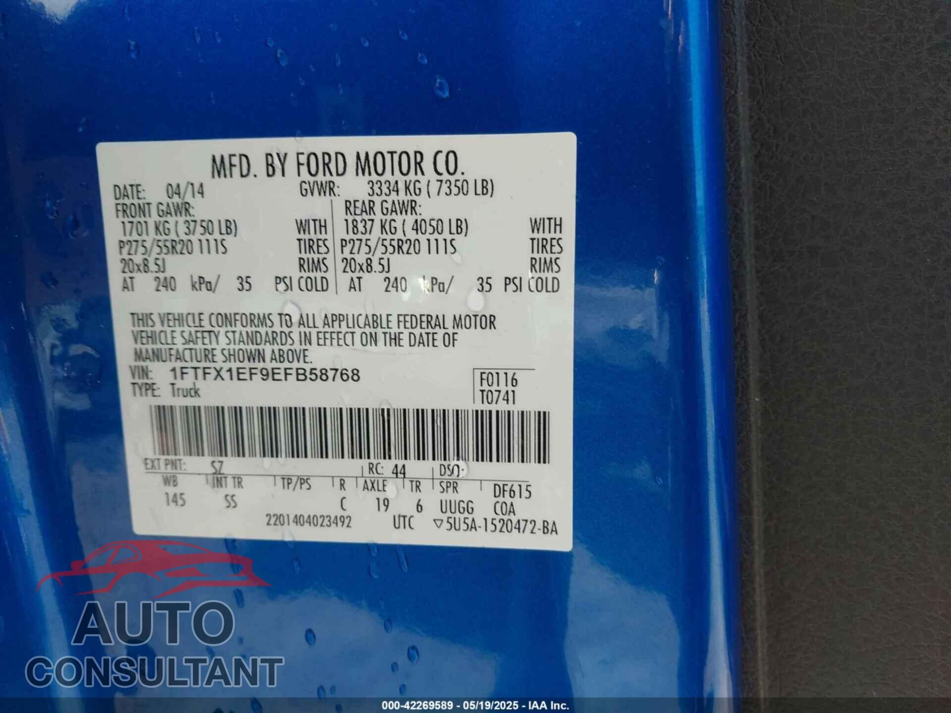 FORD F-150 2014 - 1FTFX1EF9EFB58768
