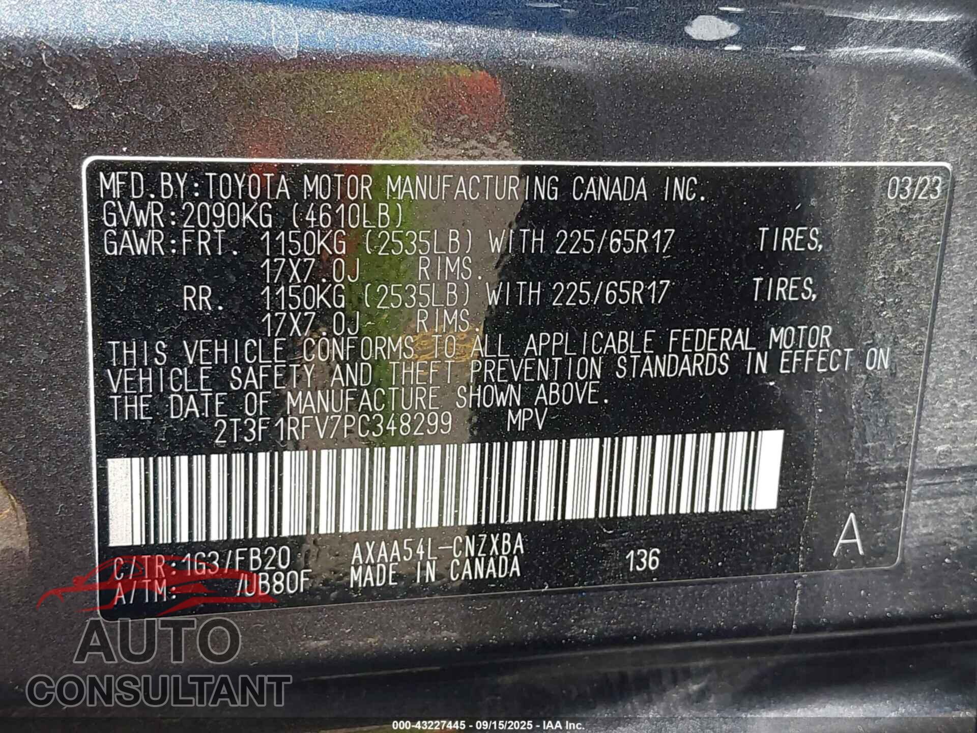 TOYOTA RAV4 2023 - 2T3F1RFV7PC348299