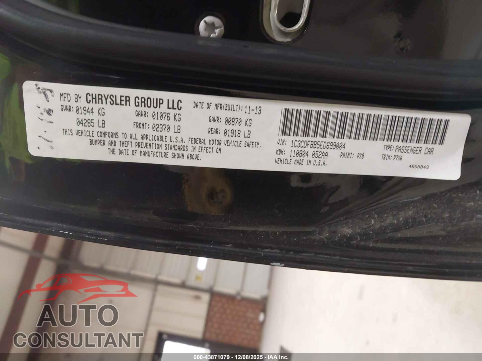 DODGE DART 2014 - 1C3CDFBB5ED699004