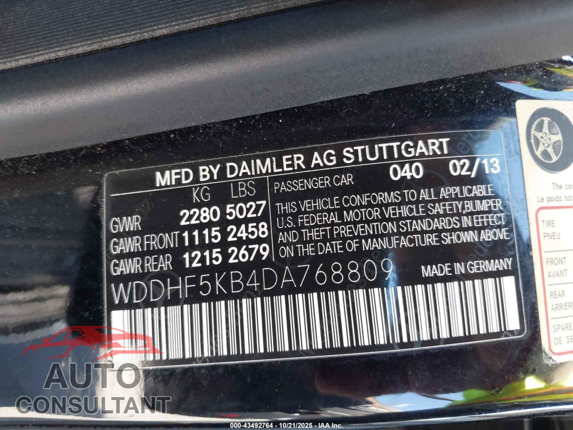 MERCEDES-BENZ E 350 2013 - WDDHF5KB4DA768809