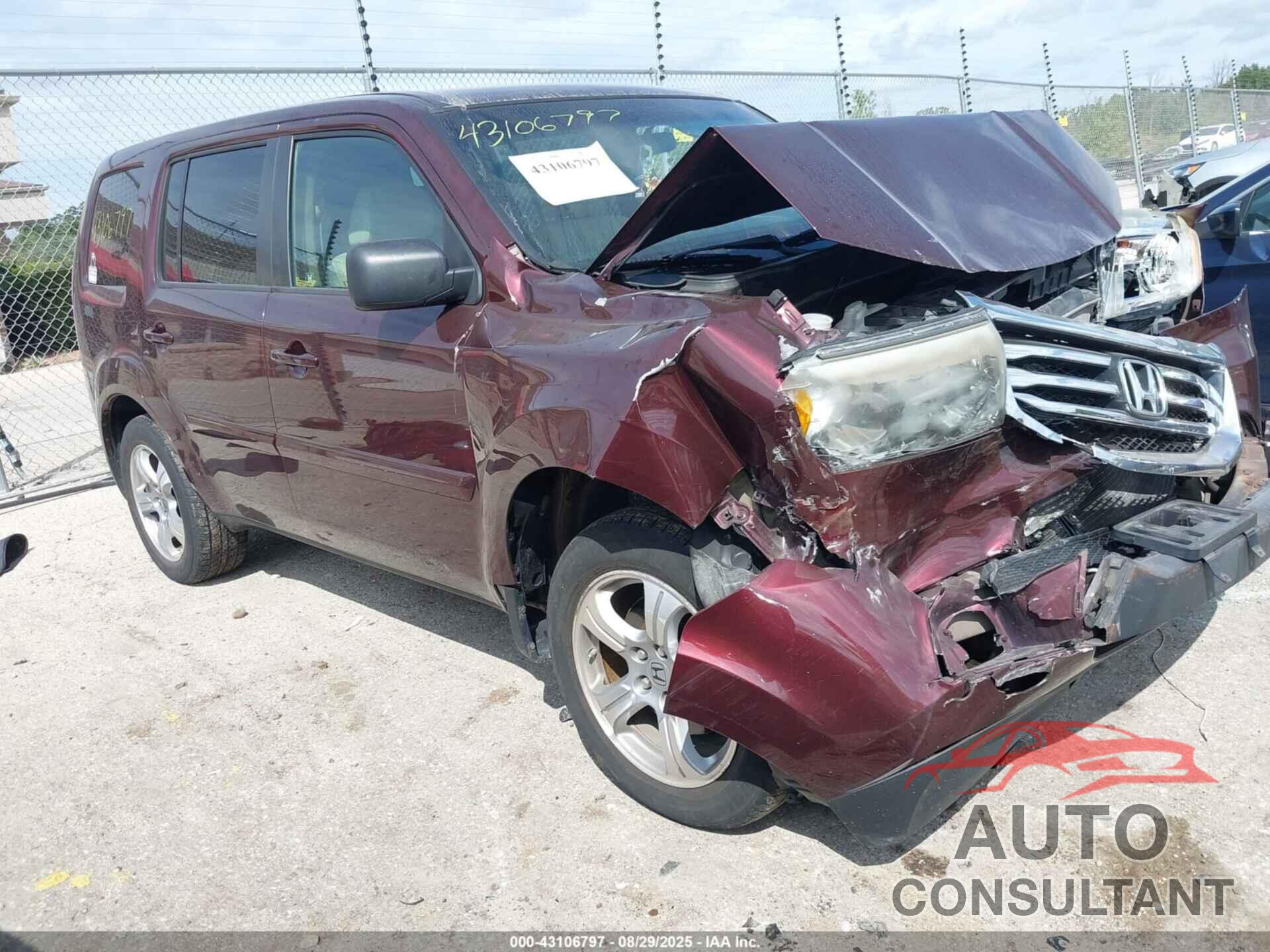 HONDA PILOT 2012 - 5FNYF4H48CB074952