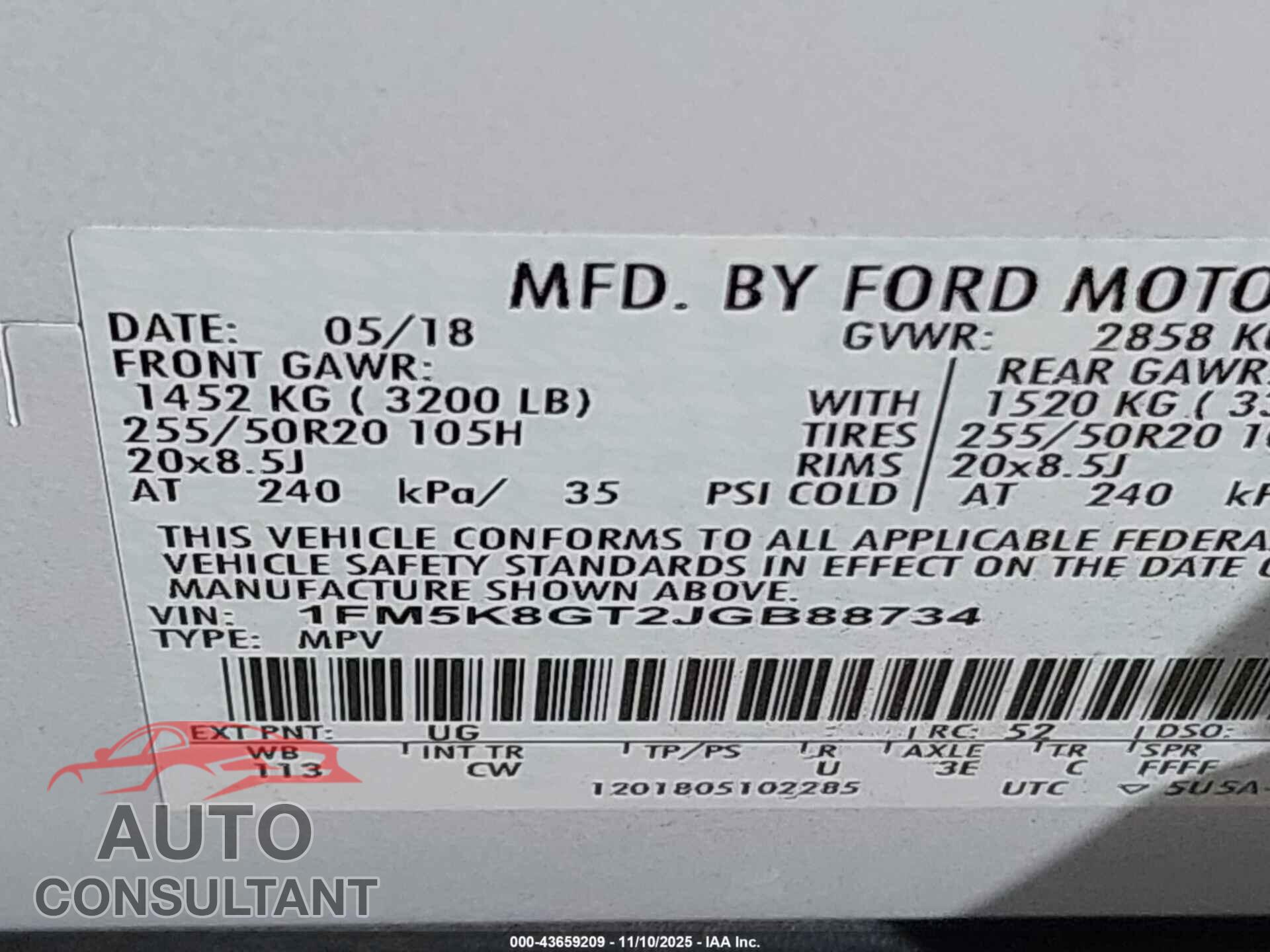 FORD EXPLORER 2018 - 1FM5K8GT2JGB88734