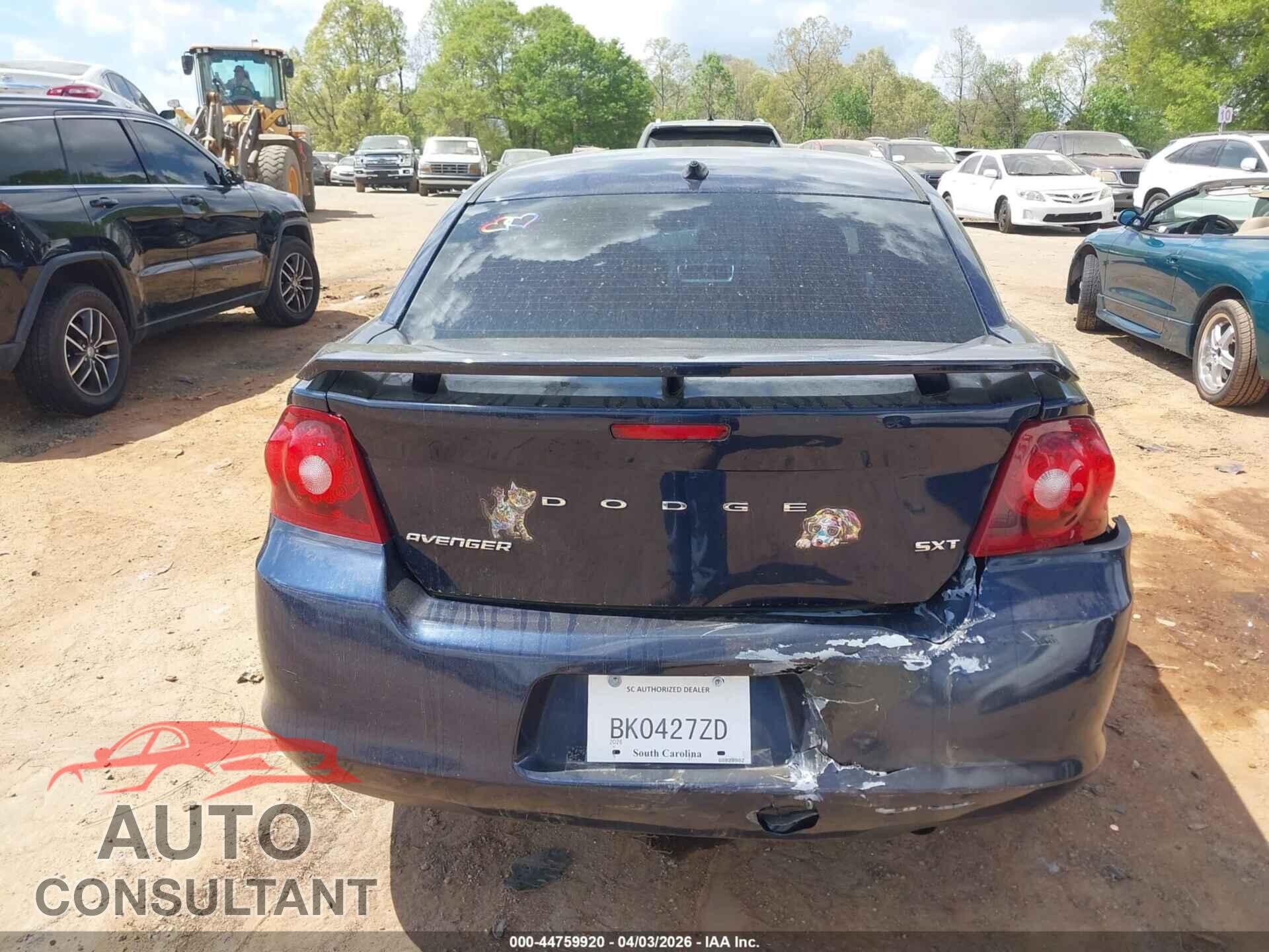 DODGE AVENGER 2013 - 1C3CDZCB2DN616587