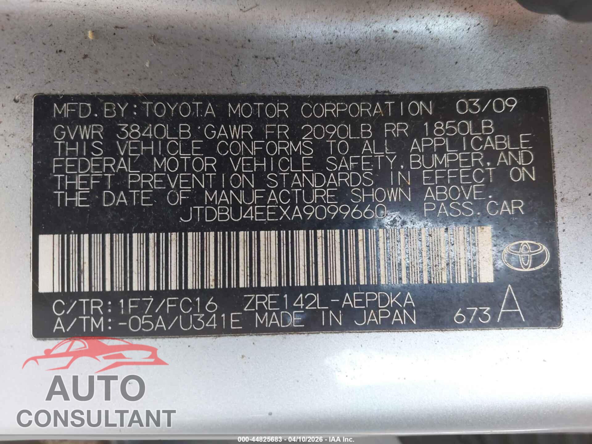 TOYOTA COROLLA 2010 - JTDBU4EEXA9099660